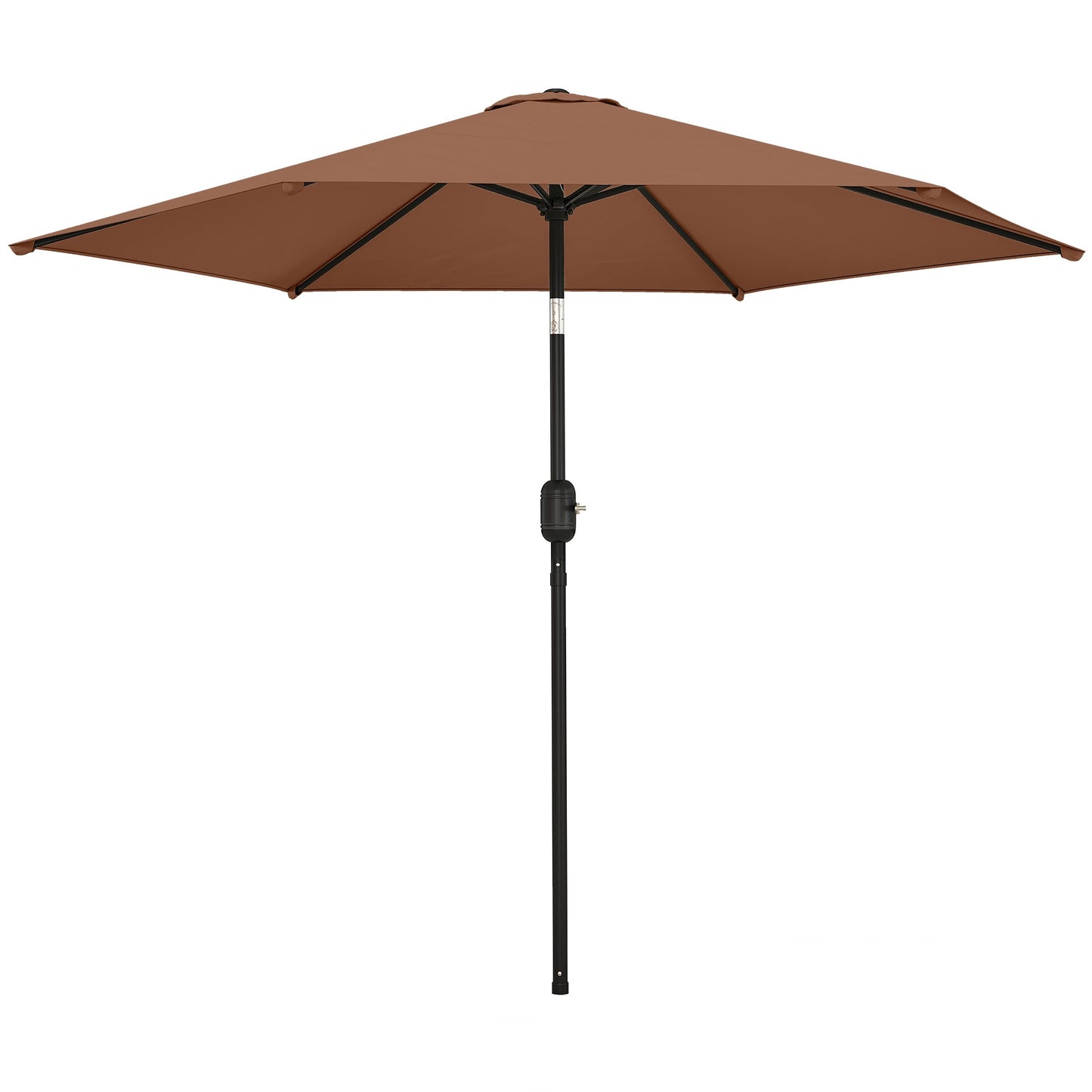 2.6 m Garden Parasol Umbrella with Aluminium Pole, Outdoor Table Market Patio Umbrella Sun Shade with Tilt and Crank, Vent, Coffee