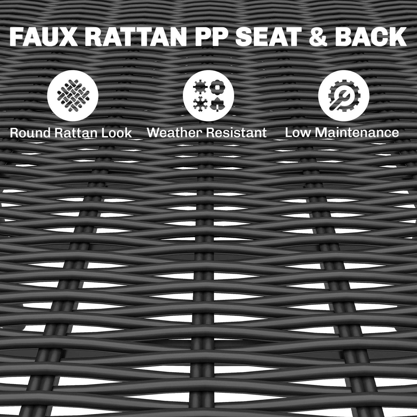 7 Pieces Garden Dining Set, Garden Table and Chairs Set 6 with Faux Rattan Stackable Chairs, Wood Effect Metal Top Table, Umbrella Hole, Outdoor Furniture for Patio Porch Terrace, Black