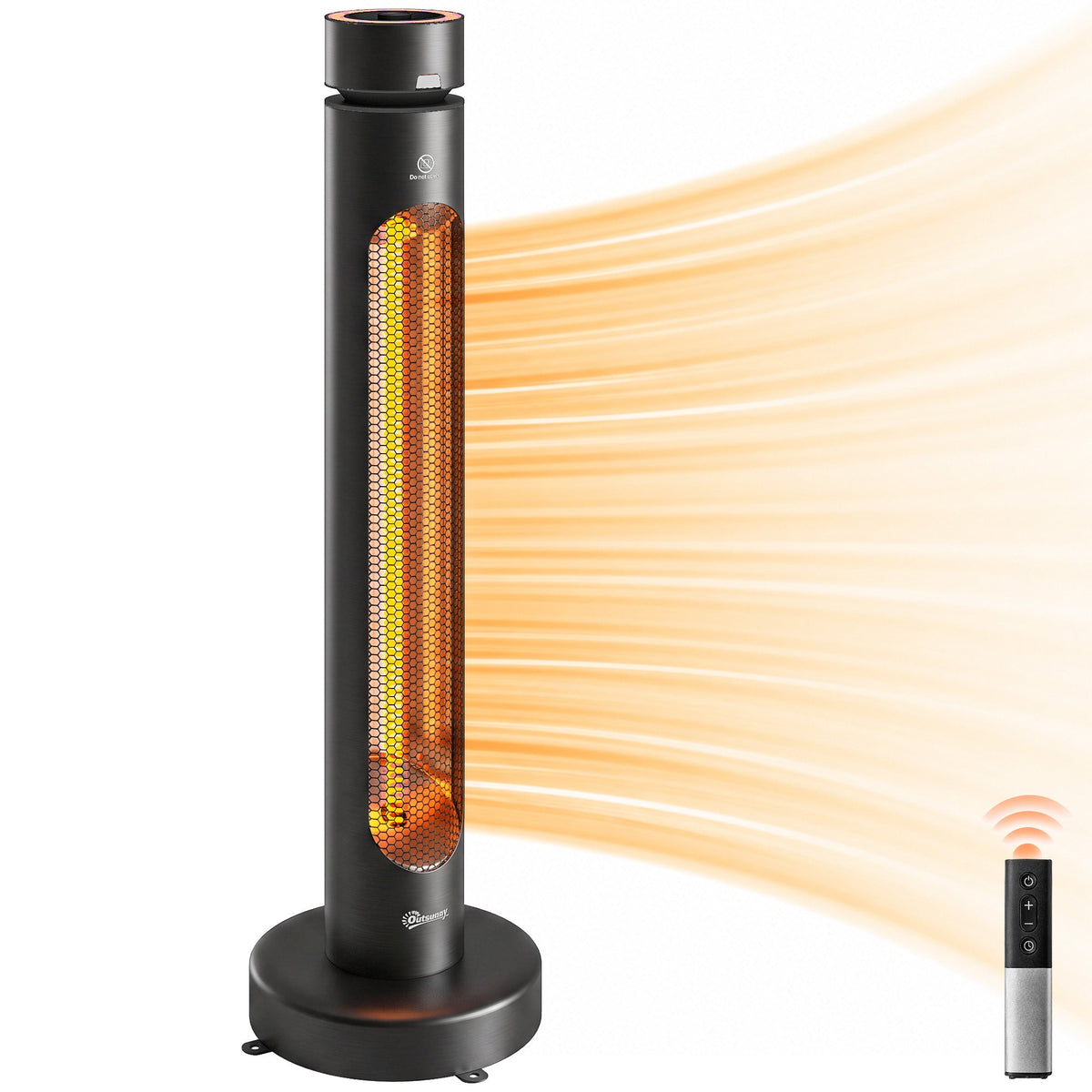 2000 W Electric Infrared Patio Heater, Free Standing Oscillating Outdoor Garden Heater with Knob/Remote Control, 8 Heat Settings, 8H Timer, IP45, Tip-over Protection, Black