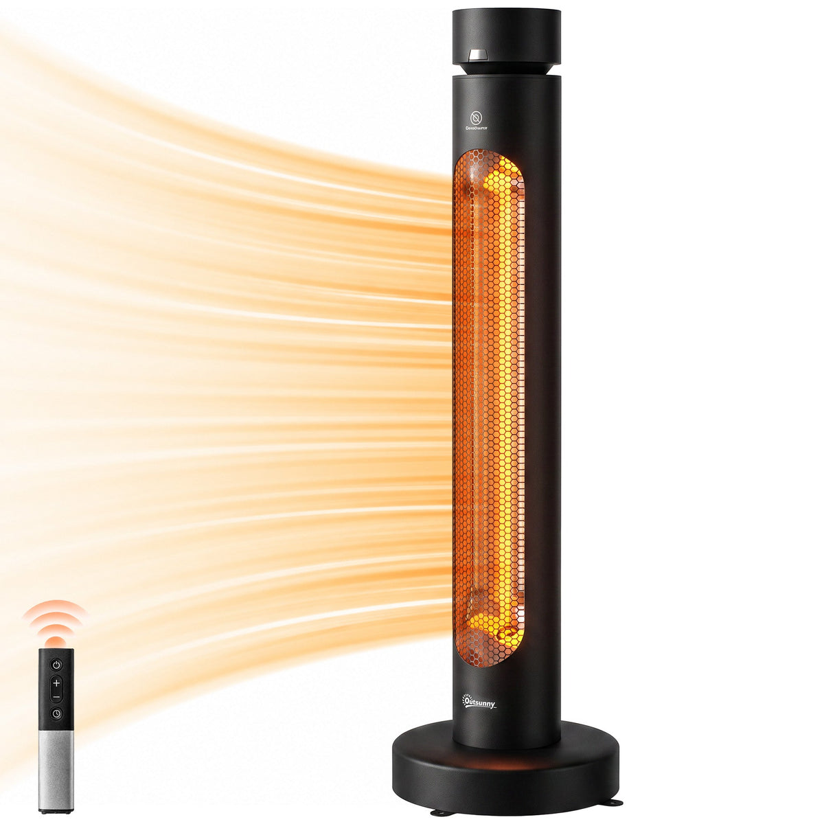 2000 W Electric Infrared Patio Heater, Free Standing Oscillating Outdoor Garden Heater with Knob/Remote Control, 8 Heat Settings, 8H Timer, IP45, Tip-over Protection, Black