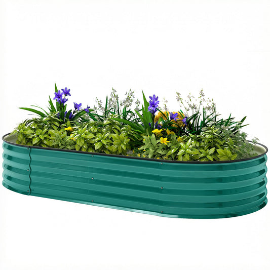 Galvanised Raised Beds for Garden, Metal Elevated Planter Box with Safety Edging, Easy DIY for Growing Flowers, Herbs, Succulents, 180 x 90 x 30cm, Light Green