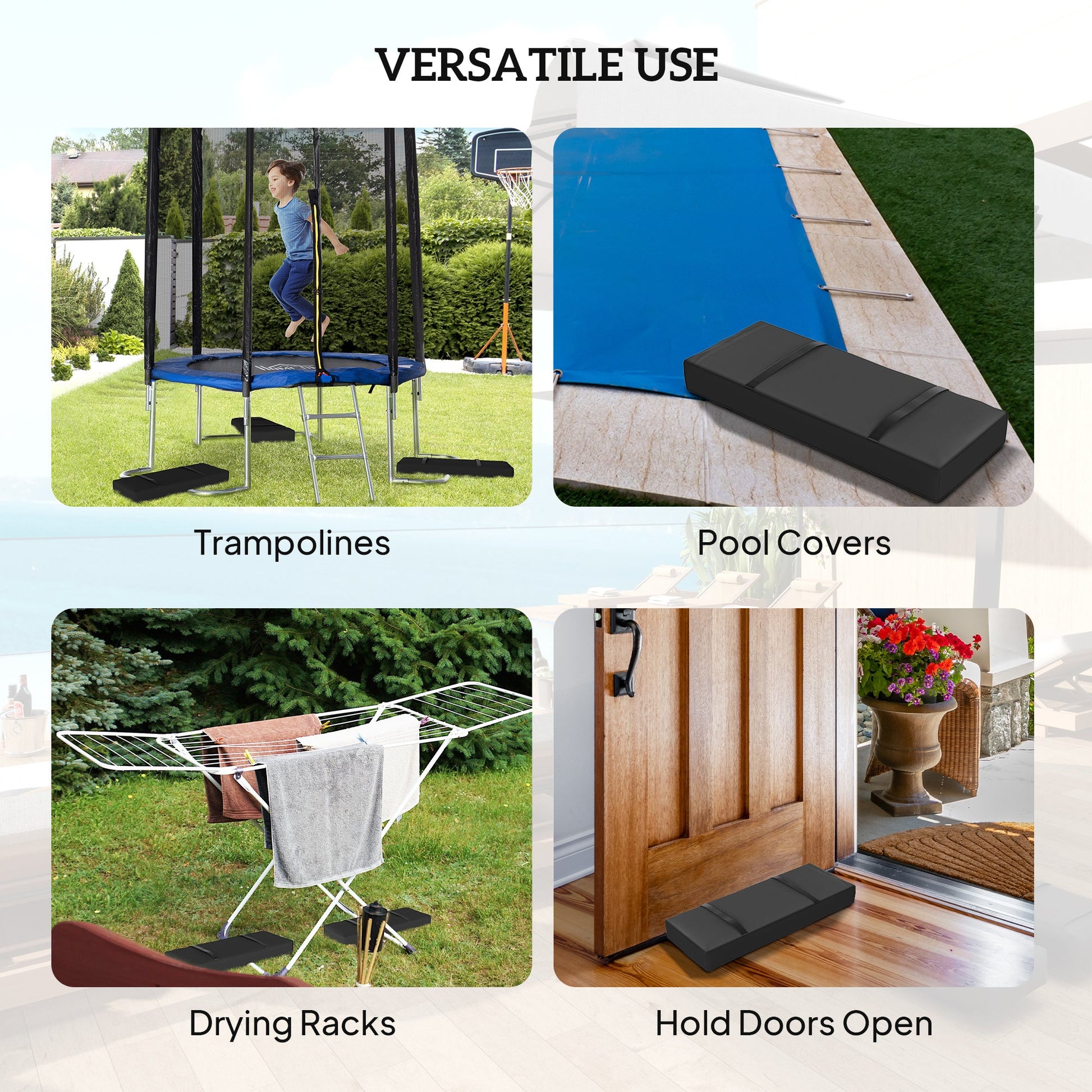 Parasol Weights Set of 4, Parasol Base Weights Bags, 25kg Fillable Sandbag Weights with Handles, Cantilever Umbrella Base Weights, Black