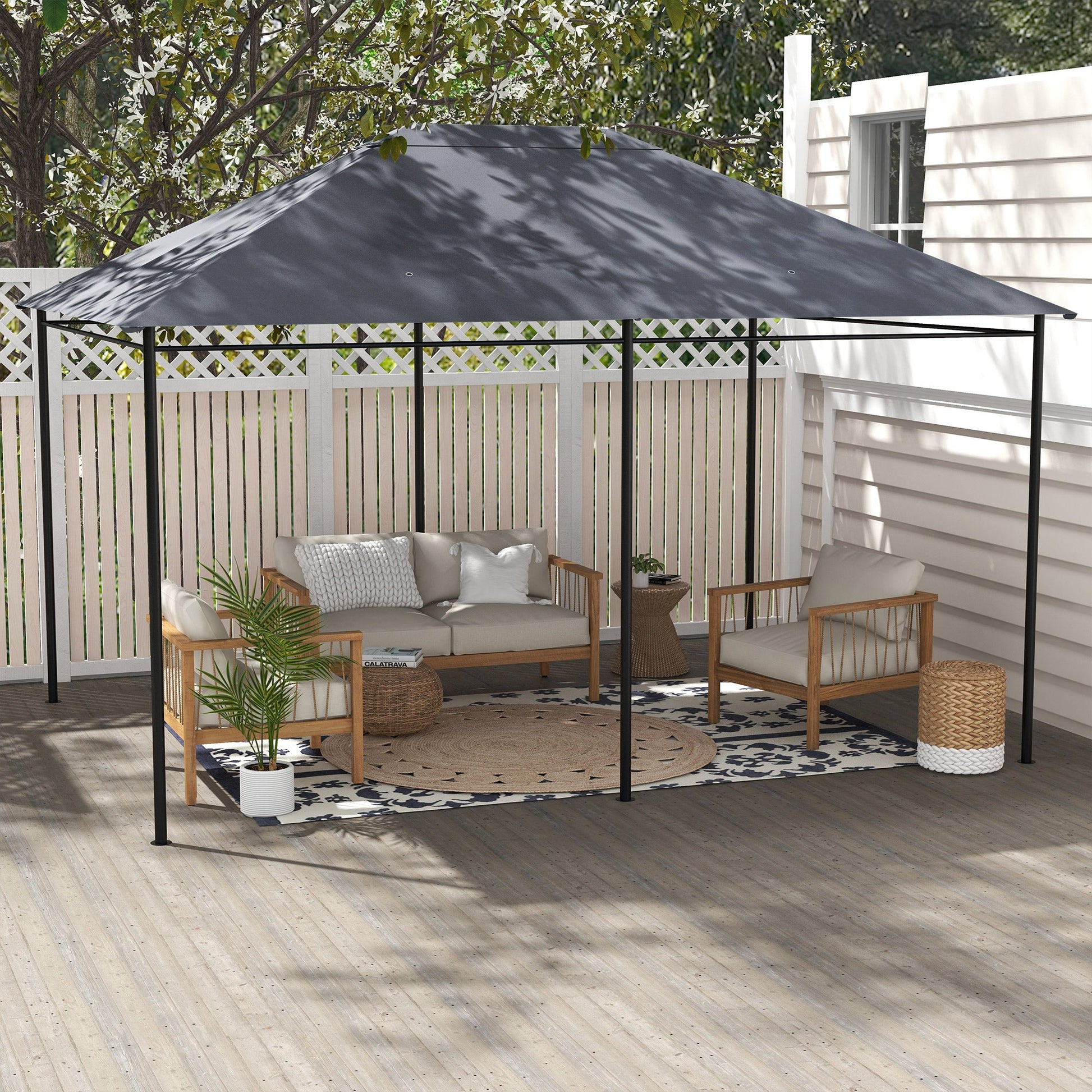 3 x 4m Gazebo Canopy Replacement Covers, Garden Gazebo Roof Replacement with Vents and Drain Holes, TOP COVER ONLY, Dark Grey