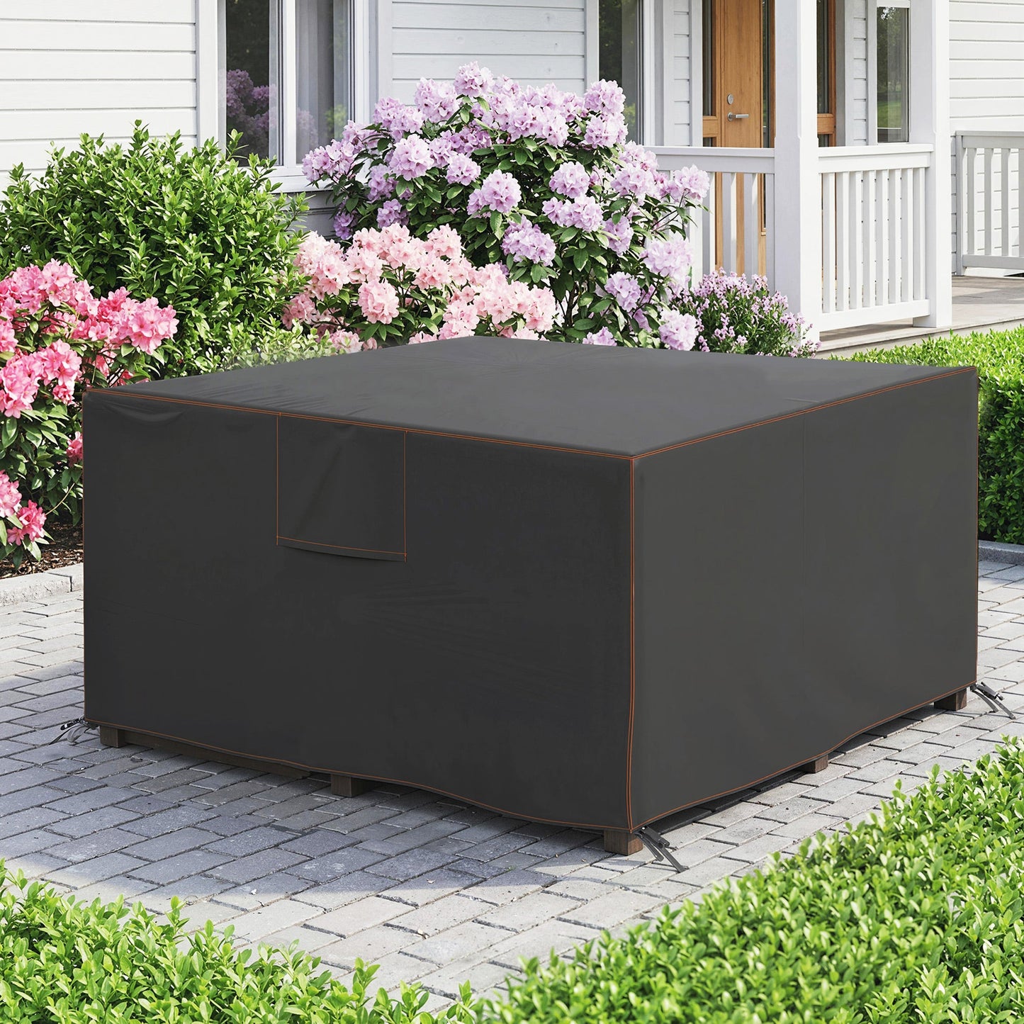 Garden Furniture Cover, Waterproof Outdoor Patio Furniture Cover with Air Vent, Bag, Heavy Duty 420D Oxford Fabric for Patio, 125 x 125 x 74 cm, Black