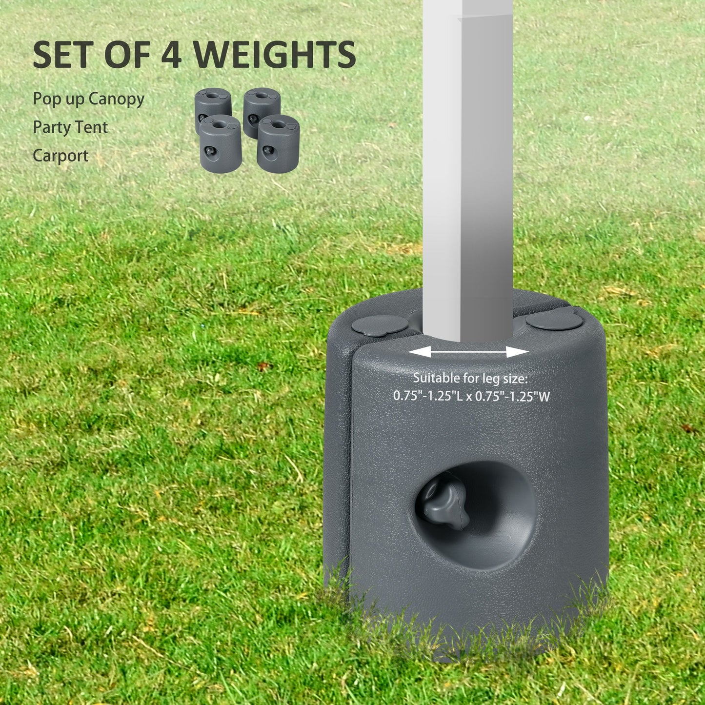 Gazebo Weights Set of 4 with Lock Design for Wind Resistance, 48KG Stably Secure Weights for Tent Gazebo Umbrella, Water or Sand Filled