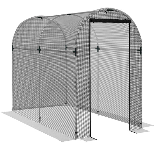 Fruit Cage Bird Netting, Heavy Duty Fruit and Vegetable Protection Tent with Zipped Door, Anti Bird, Insects, Small Animals, 1.2 x 2.4 x 1.9m, Black