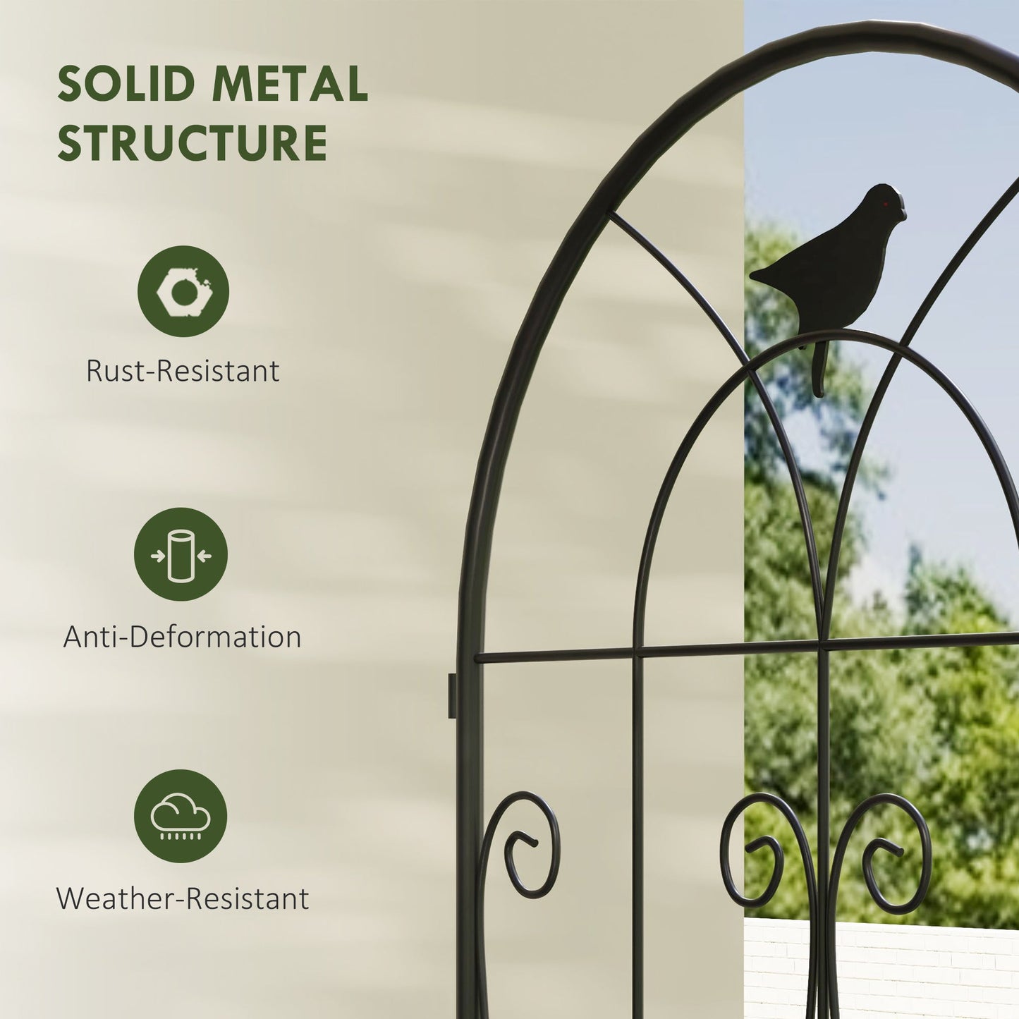 Set of 2 Metal Garden Trellis, Decorative Trellis Panels for Climbing Outdoor Plants, Vegetables, Vines, Flowers, 180 x 50 cm, Bird Design