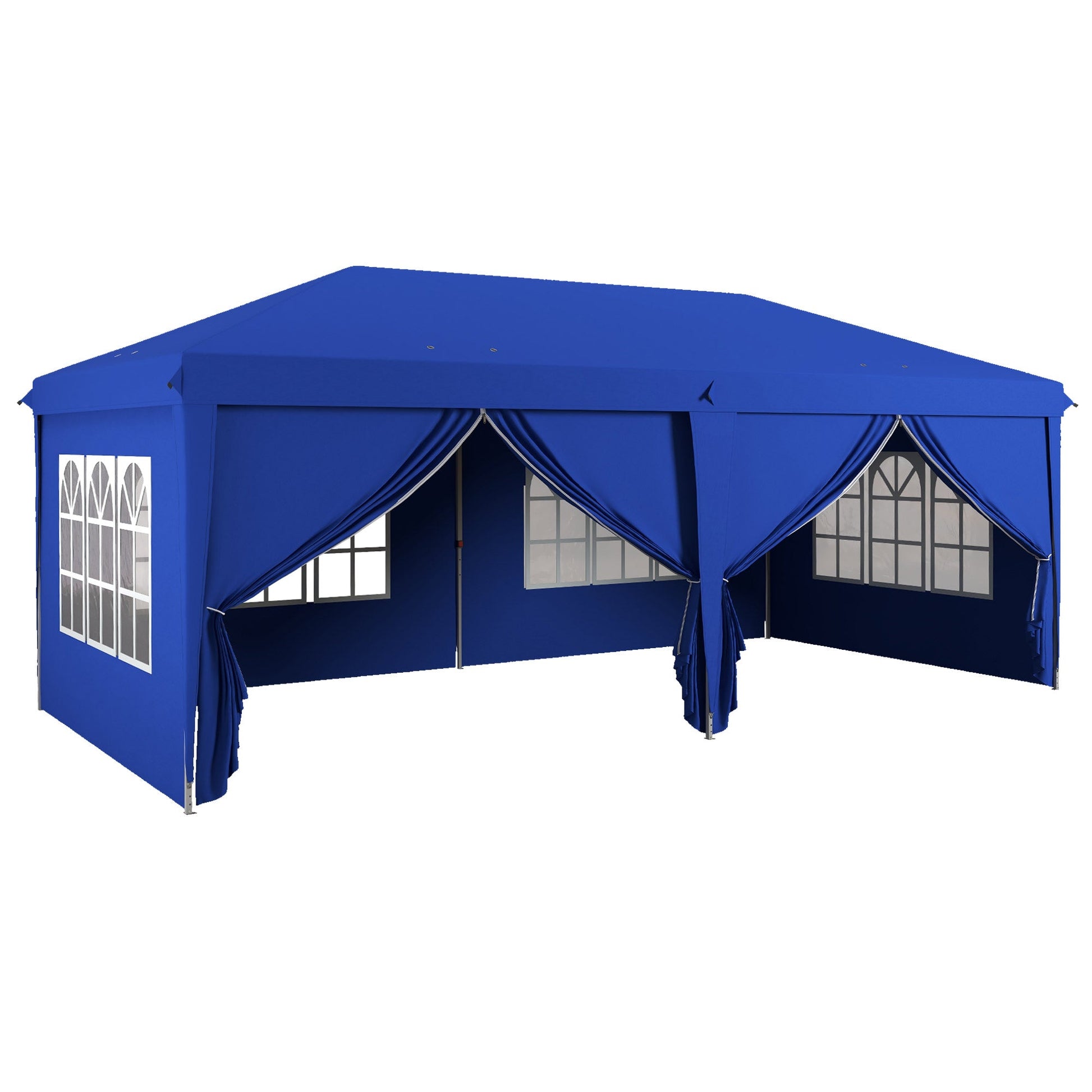3 x 6 m Garden Pop Up Gazebo, Wedding Party Tent Marquee, Water Resistant Awning Canopy with Sidewalls, Windows, Carry Bag, Blue