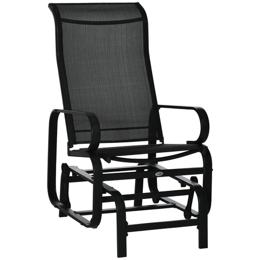 Outdoor Gliding Rocking Chair with Sturdy Metal Frame Garden Comfortable Swing Chair for Patio, Garden and Poolside, Black