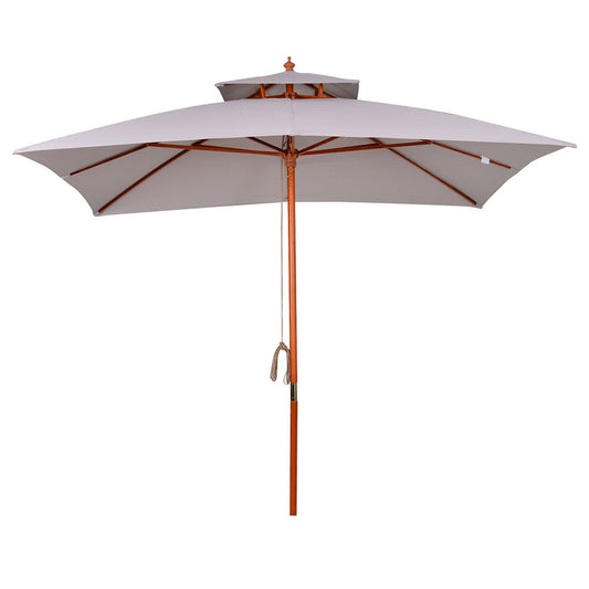 3 x 3 (m) Garden Umbrella, Large Parasol, Outdoor Sunshade Canopy with Double Tier, Grey