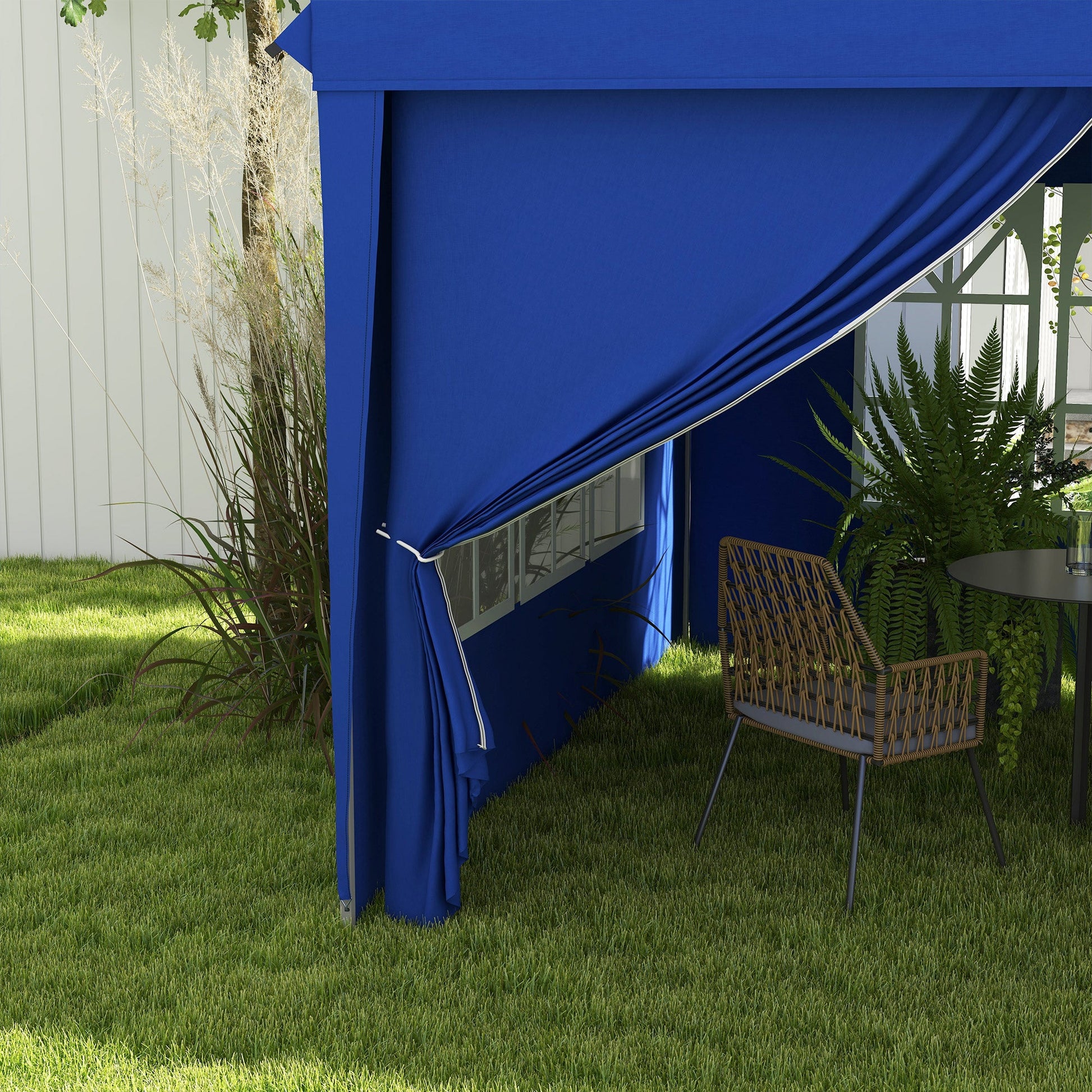 3 x 6 m Garden Pop Up Gazebo, Wedding Party Tent Marquee, Water Resistant Awning Canopy with Sidewalls, Windows, Carry Bag, Blue