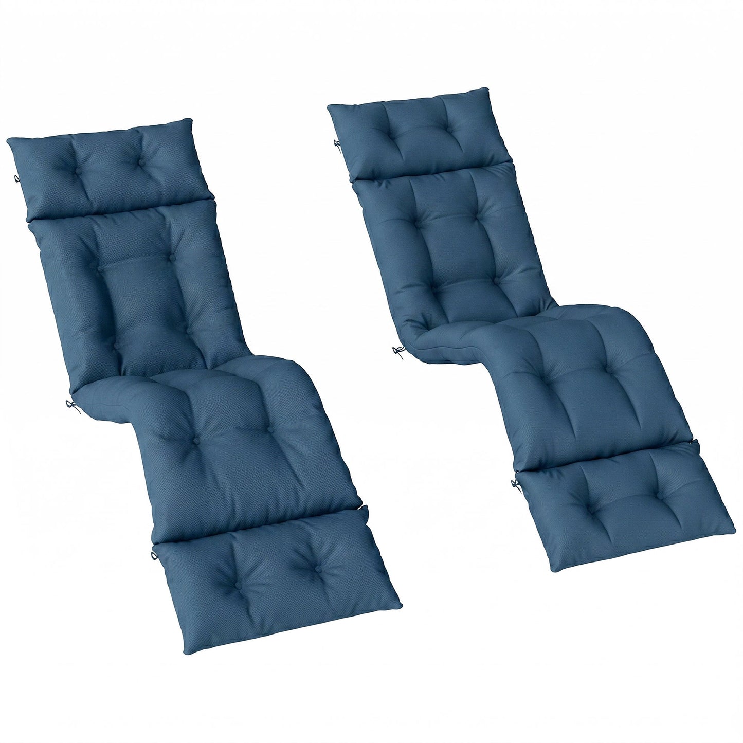 Sun Lounger Cushions Only, 190x56x10cm Garden Lounge Chair Cushions Set of 2, UPF20+ 220gsm Fabric, Thick Sunbed Replacement Pads with 6 Ties, Navy Blue