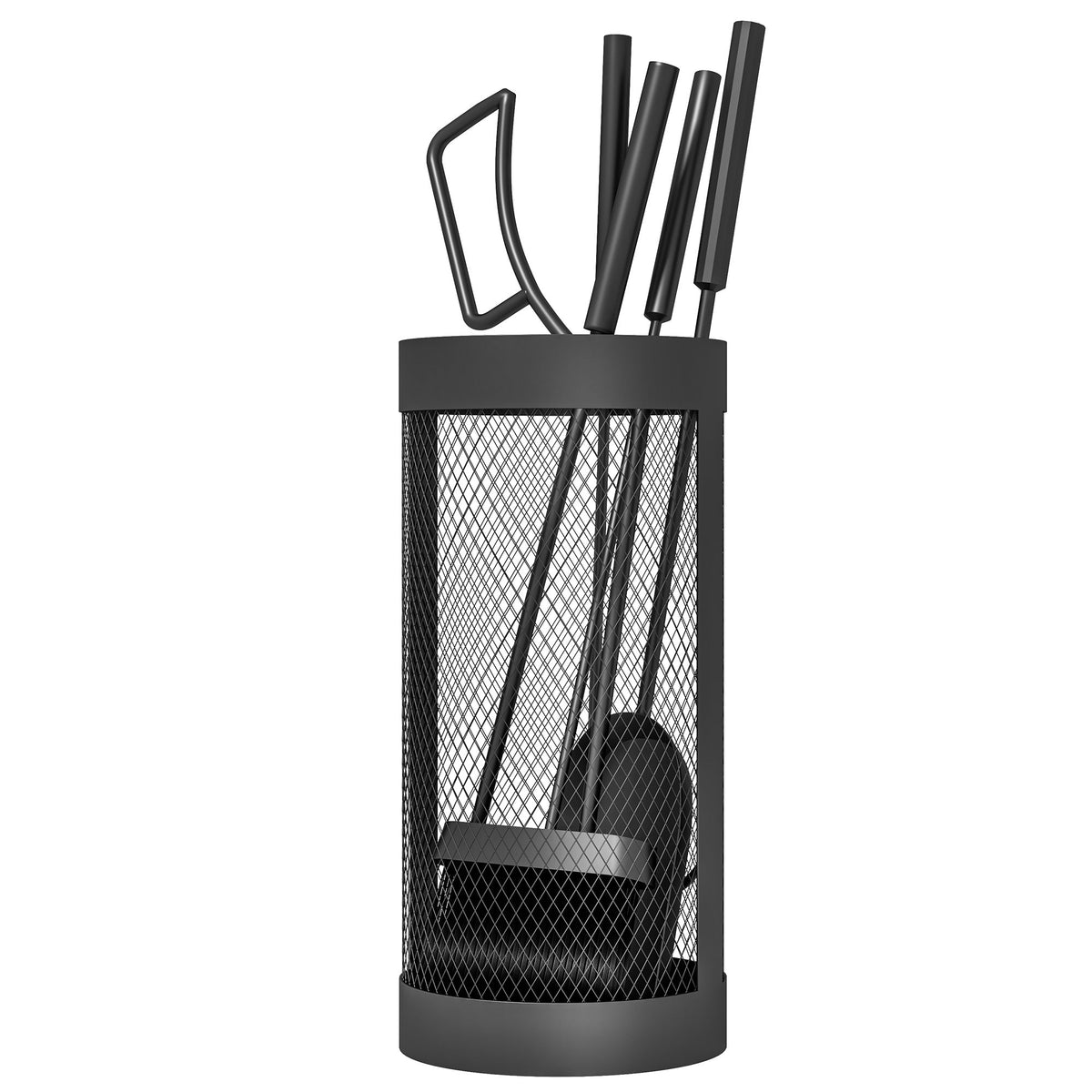 5-Piece Fireplace Companion Set, Metal Fireplace Tools Set with Brush, Shovel, Poker, Tongs and Bucket, Fireside Companion for Indoor or Outdoor Fireplaces, Chimineas, Fire Pits