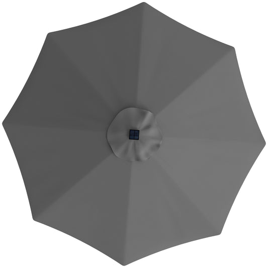 3 m Replacement Parasol Canopy with Top Vent, UPF 50+ Garden Parasol Replacement Canopy, 8 Rib Parasol Cover Replacement Fits Various Frames, Grey