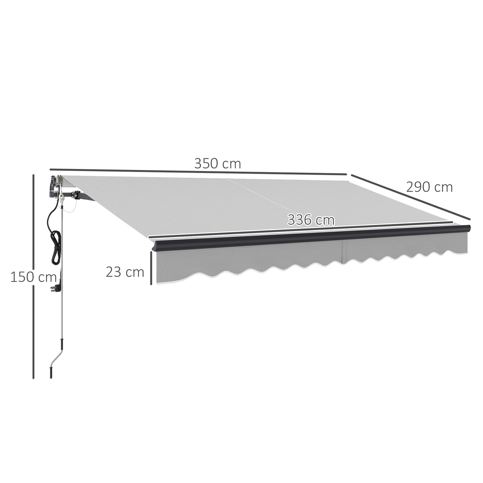 3.5 x 3(m) Electric Awning with Remote Controller, Aluminium Frame DIY Retractable Awning, UV30+ Sun Shade Canopy for Garden Patio Deck Door Window, Light Grey