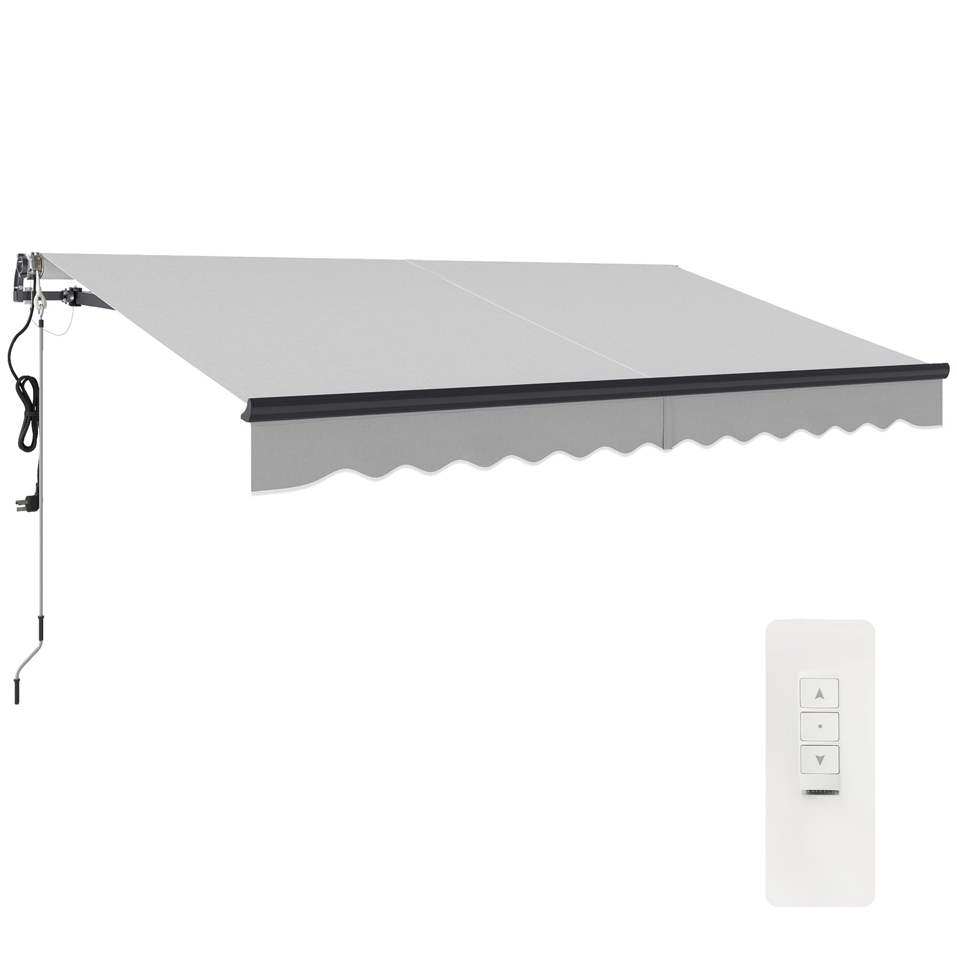 3.5 x 3(m) Electric Awning with Remote Controller, Aluminium Frame DIY Retractable Awning, UV30+ Sun Shade Canopy for Garden Patio Deck Door Window, Light Grey