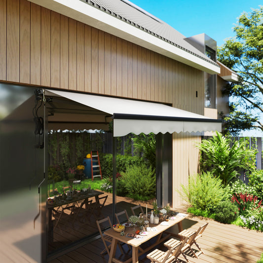 3.5 x 3(m) Electric Awning with Remote Controller, Aluminium Frame DIY Retractable Awning, UV30+ Sun Shade Canopy for Garden Patio Deck Door Window, Light Grey