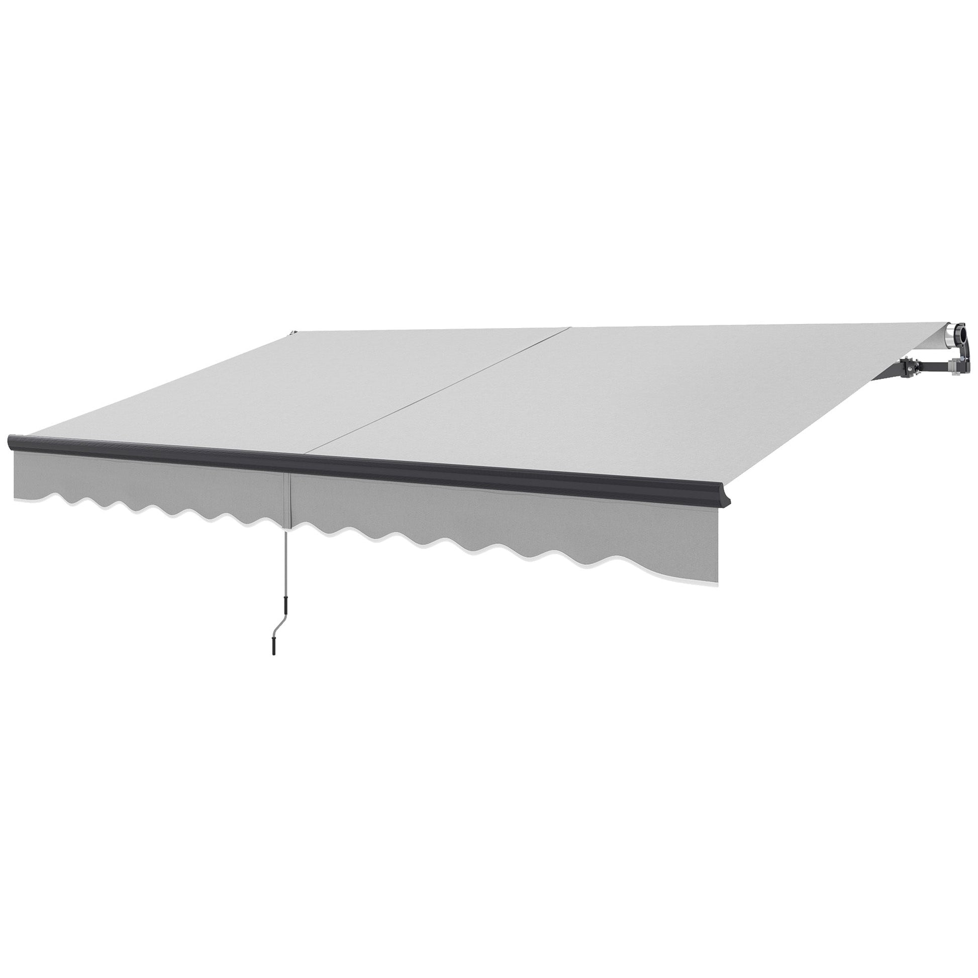 3.5 x 3(m) Electric Awning with Remote Controller, Aluminium Frame DIY Retractable Awning, UV30+ Sun Shade Canopy for Garden Patio Deck Door Window, Light Grey