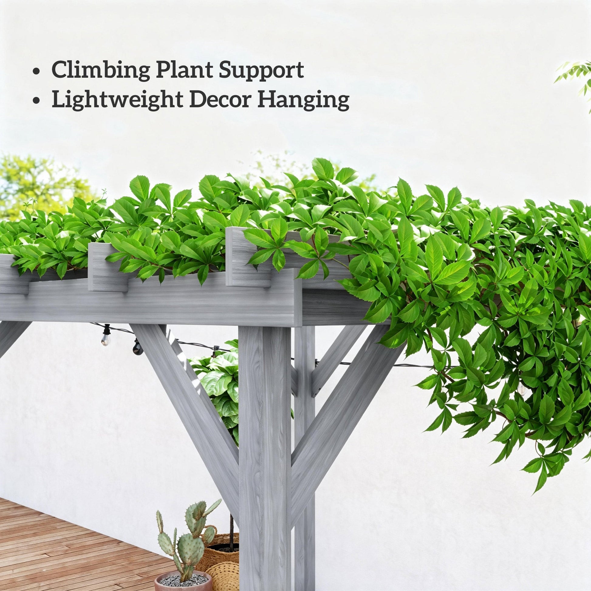 3 x 3 m Wooden Pergola Kit, Decorative Garden Gazebo Shelter with Stable Structure for Climbing Vines, Flowers, Grey