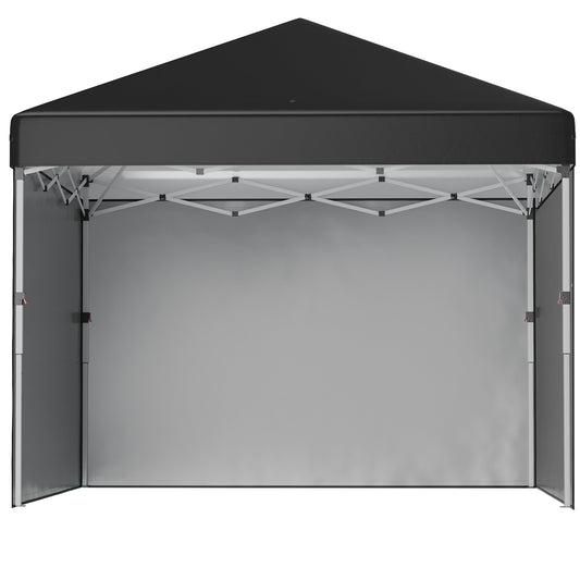 3 x 3 (M) Pop Up Gazebo with 3 Sidewalls, Leg Weight Bags and Wheeled Bag, Height Adjustable Party Tent Event Shelter for Garden, Patio, Black