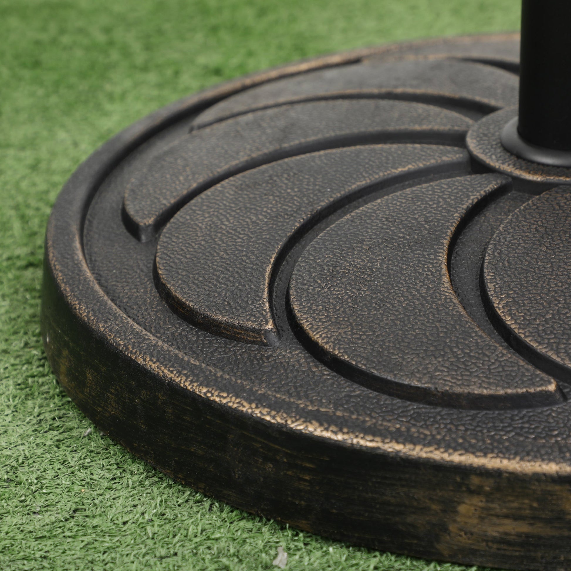 18kg Resin Garden Parasol Base, Round Outdoor Market Umbrella Stand Weight for Poles of Φ38mm to Φ48mm, Bronze