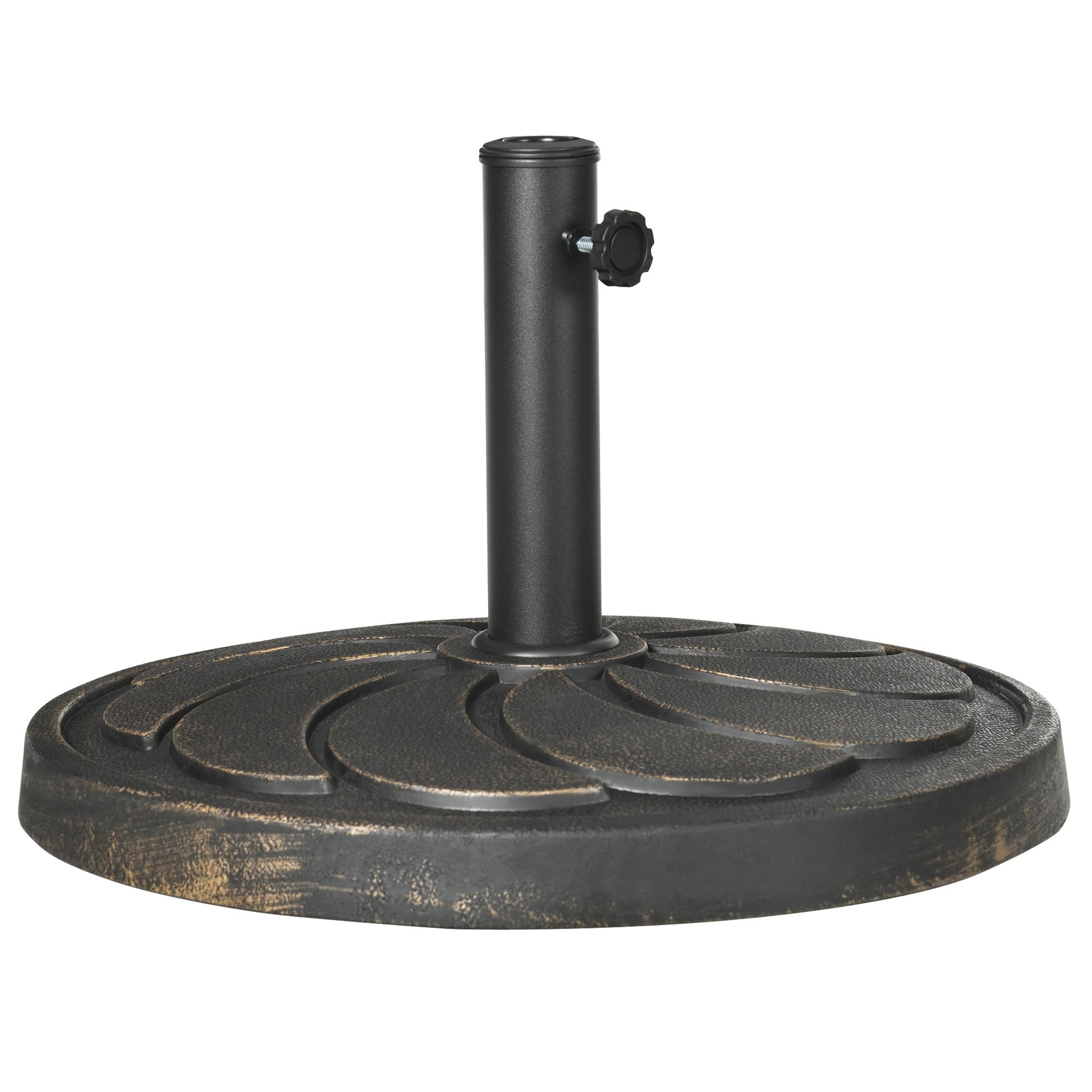 18kg Resin Garden Parasol Base, Round Outdoor Market Umbrella Stand Weight for Poles of Φ38mm to Φ48mm, Bronze