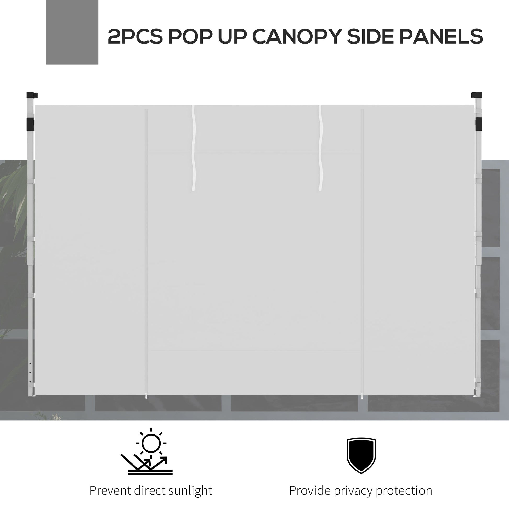 Gazebo Side Panels with Windows and Doors, for 3x3(m) or 3x6m Pop Up Gazebo, 2 Pack Sides Replacement, White