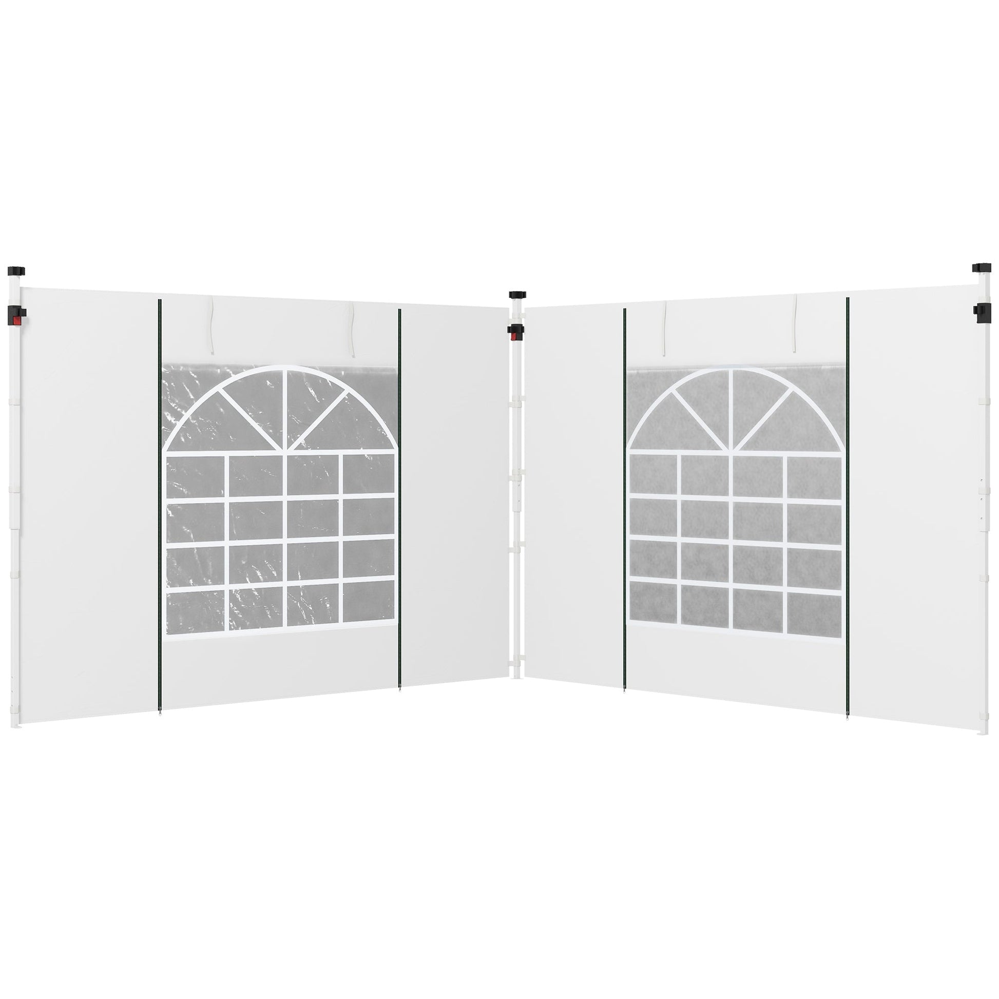 Gazebo Side Panels with Windows and Doors, for 3x3(m) or 3x6m Pop Up Gazebo, 2 Pack Sides Replacement, White