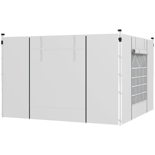 Gazebo Side Panels with Windows and Doors, for 3x3(m) or 3x6m Pop Up Gazebo, 2 Pack Sides Replacement, White