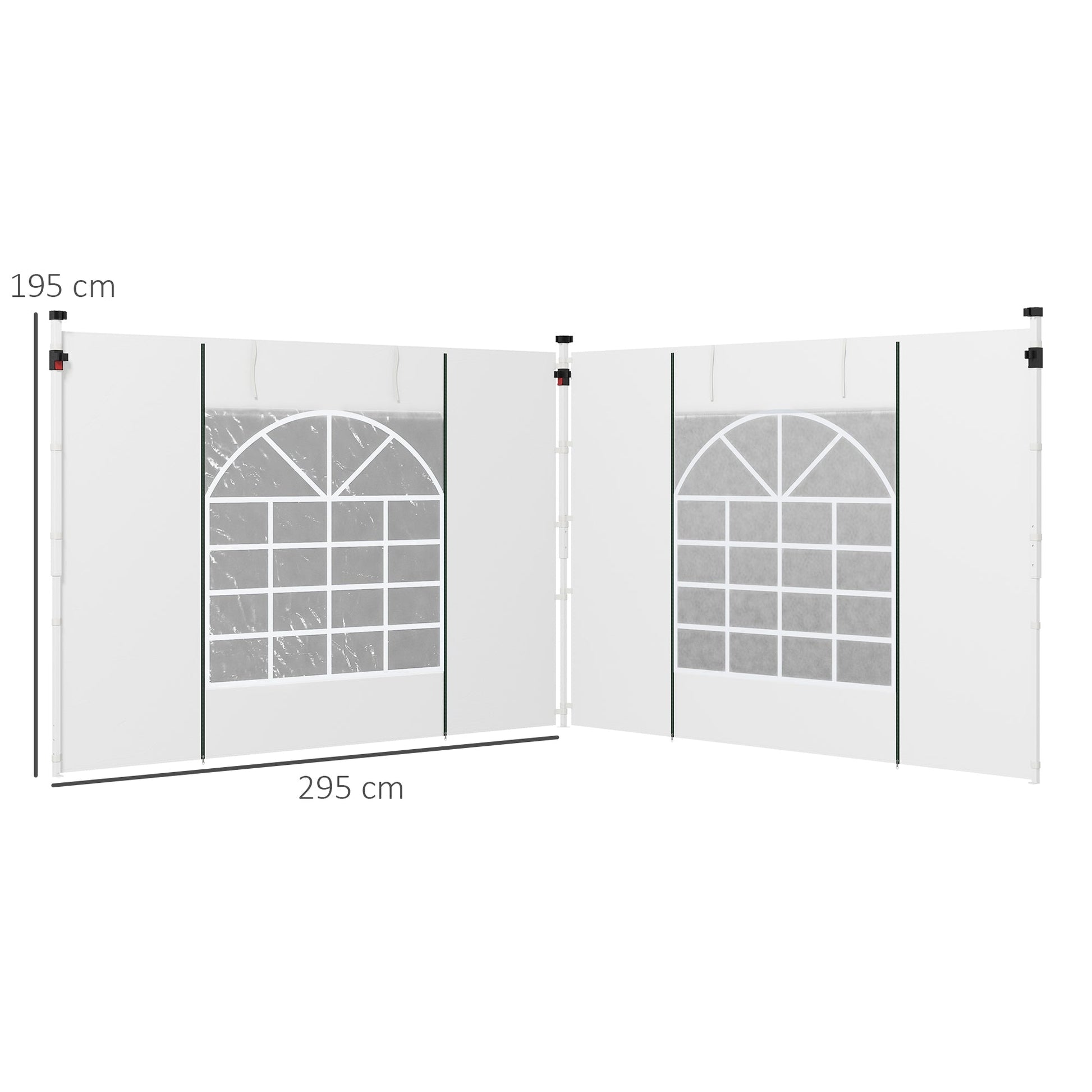 Gazebo Side Panels with Windows and Doors, for 3x3(m) or 3x6m Pop Up Gazebo, 2 Pack Sides Replacement, White