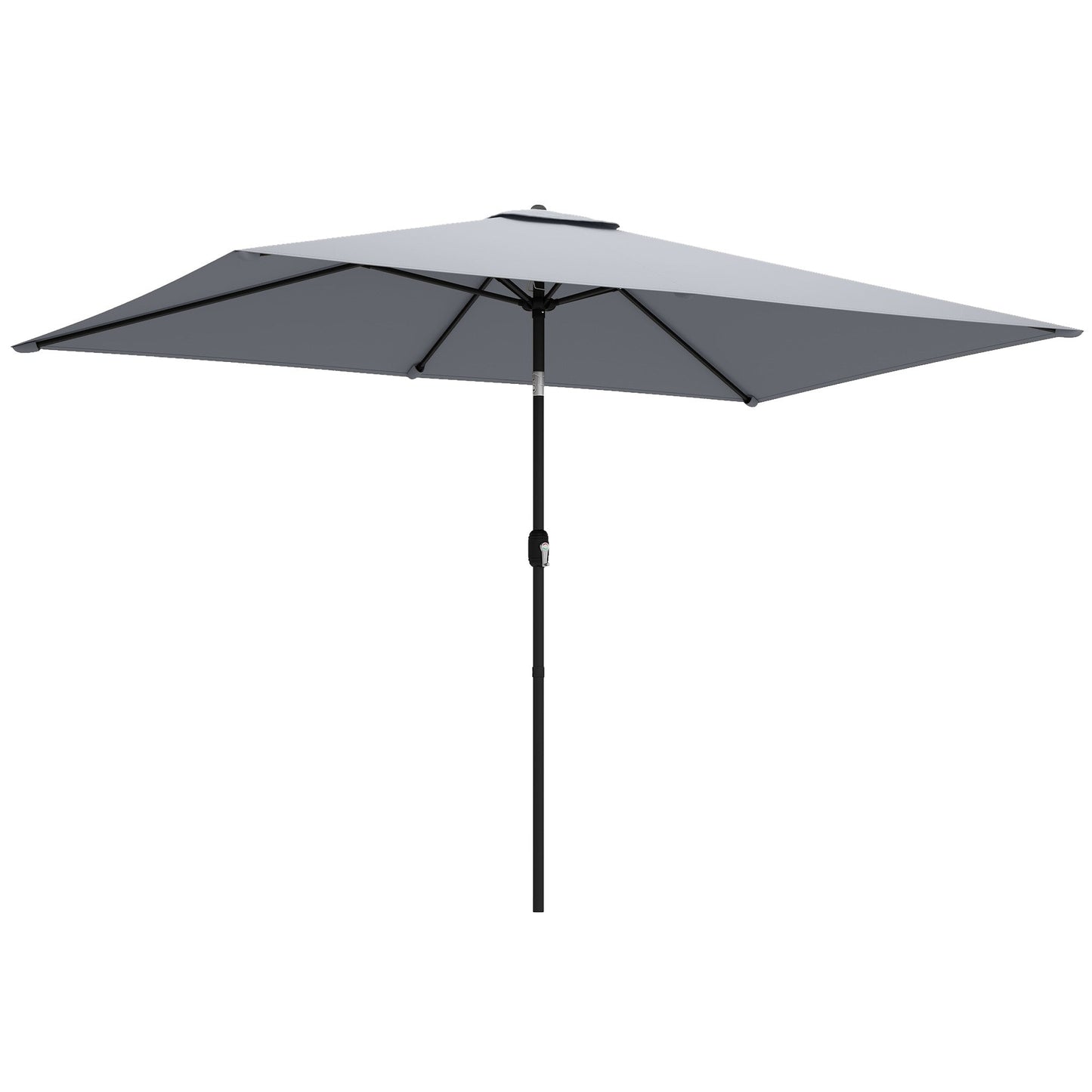 3x2m Garden Parasol, Parasol Umbrella with Crank Handle, Tilt Function, Polyester Canopy, Outdoor Table Umbrella for Patio, Garden, Light Grey