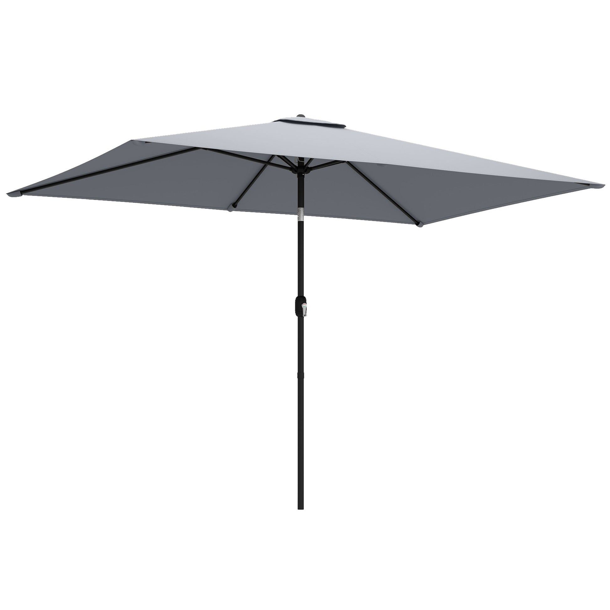 3x2m Garden Parasol, Parasol Umbrella with Crank Handle, Tilt Function, Polyester Canopy, Outdoor Table Umbrella for Patio, Garden, Light Grey