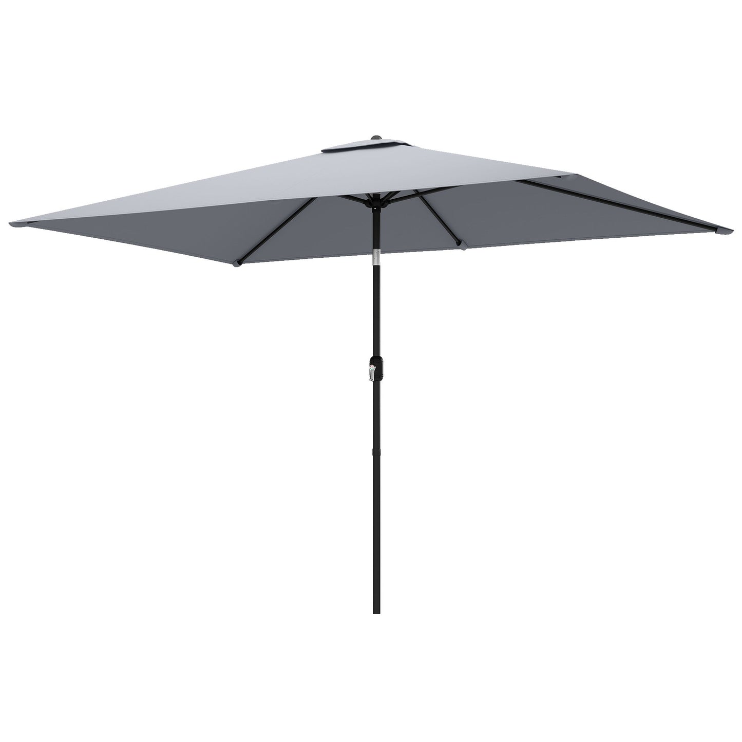 3x2m Garden Parasol, Parasol Umbrella with Crank Handle, Tilt Function, Polyester Canopy, Outdoor Table Umbrella for Patio, Garden, Light Grey