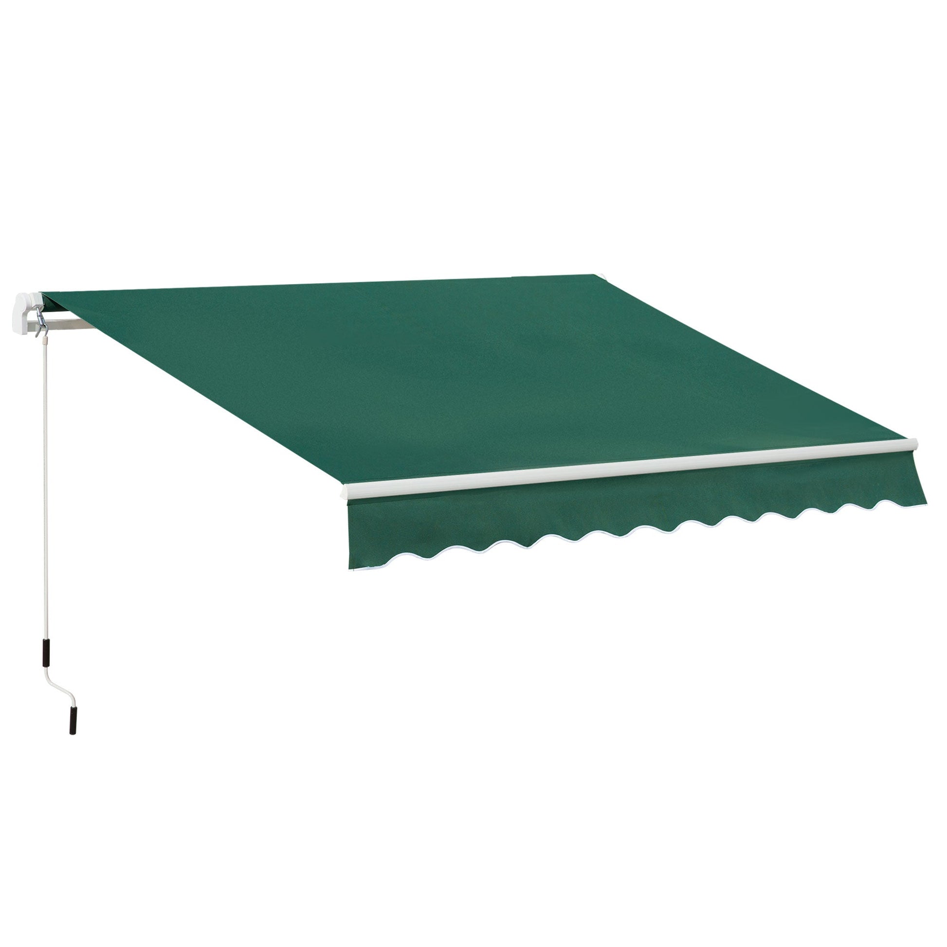 3 x 2m Manual Window Awning Canopy Garden Outdoor Shelter Patio Sun Shade UV Blocker Light Weight Aluminium Frame w/ Hand Crank Green