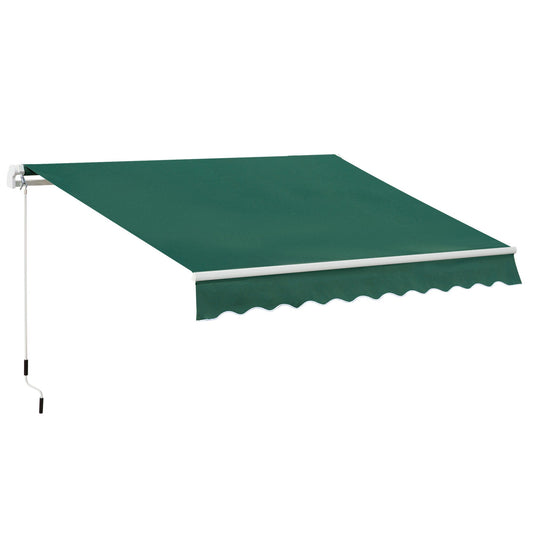 3 x 2m Manual Window Awning Canopy Garden Outdoor Shelter Patio Sun Shade UV Blocker Light Weight Aluminium Frame w/ Hand Crank Green
