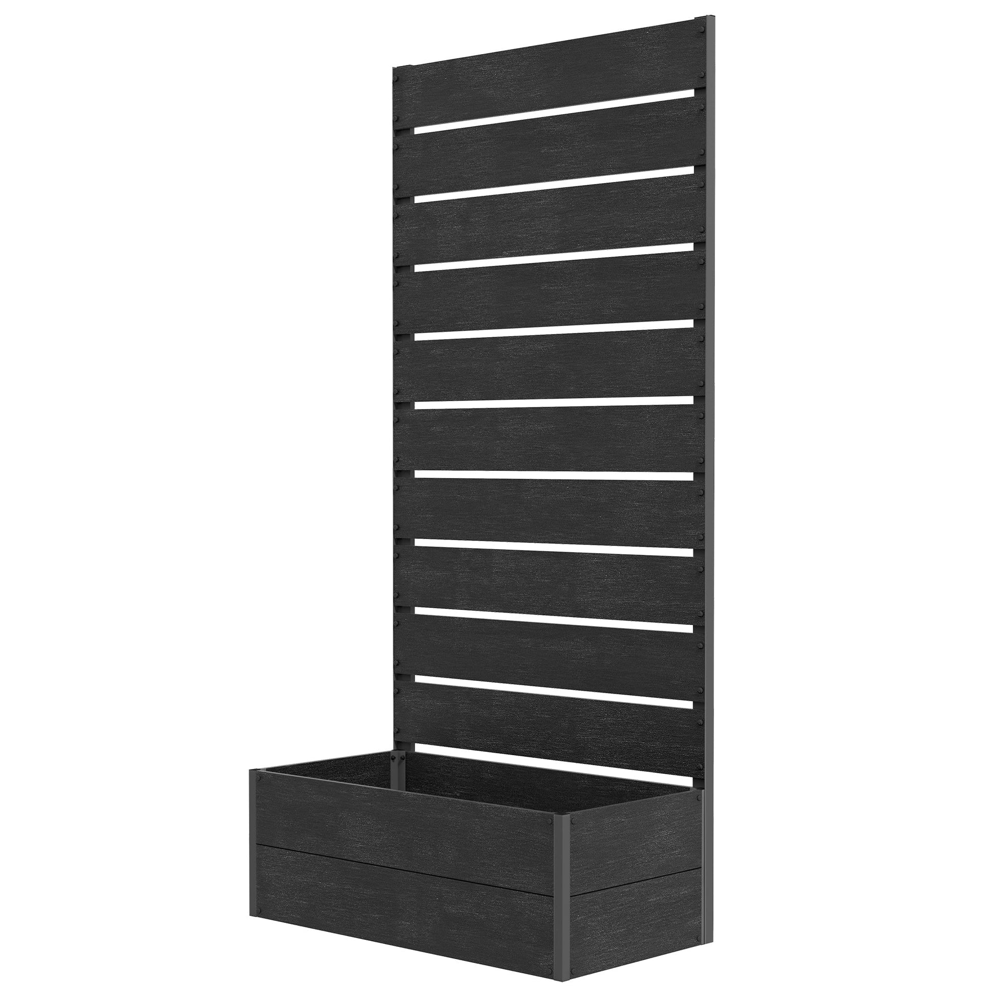 Garden Planter with Trellis for Climbing Plants, Vines, Flowers, Freestanding Raised Bed for Garden, Outdoor, Patio, Planter Box with Drainage Gap, 72x38x150cm, Black