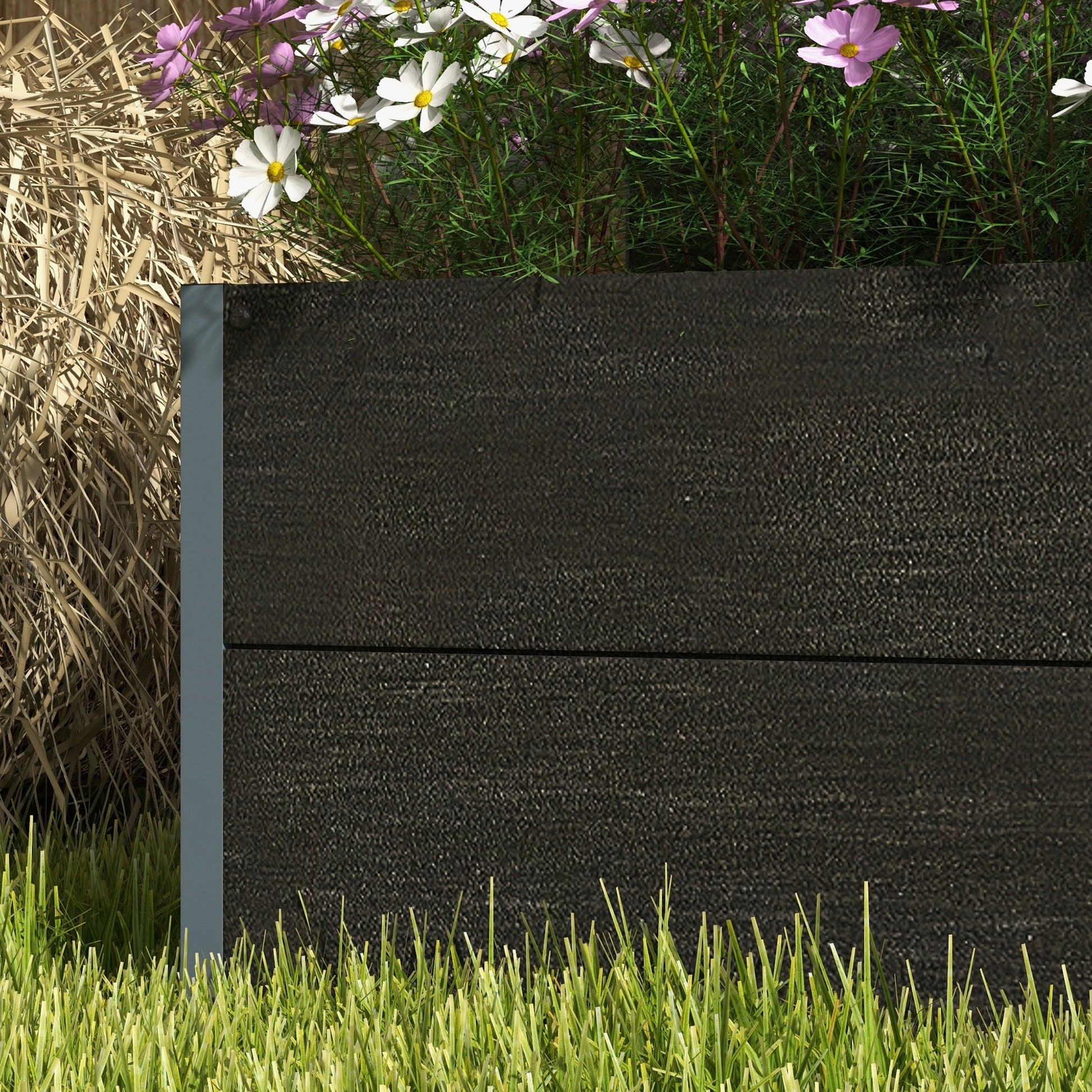 Garden Planter with Trellis for Climbing Plants, Vines, Flowers, Freestanding Raised Bed for Garden, Outdoor, Patio, Planter Box with Drainage Gap, 72x38x150cm, Black