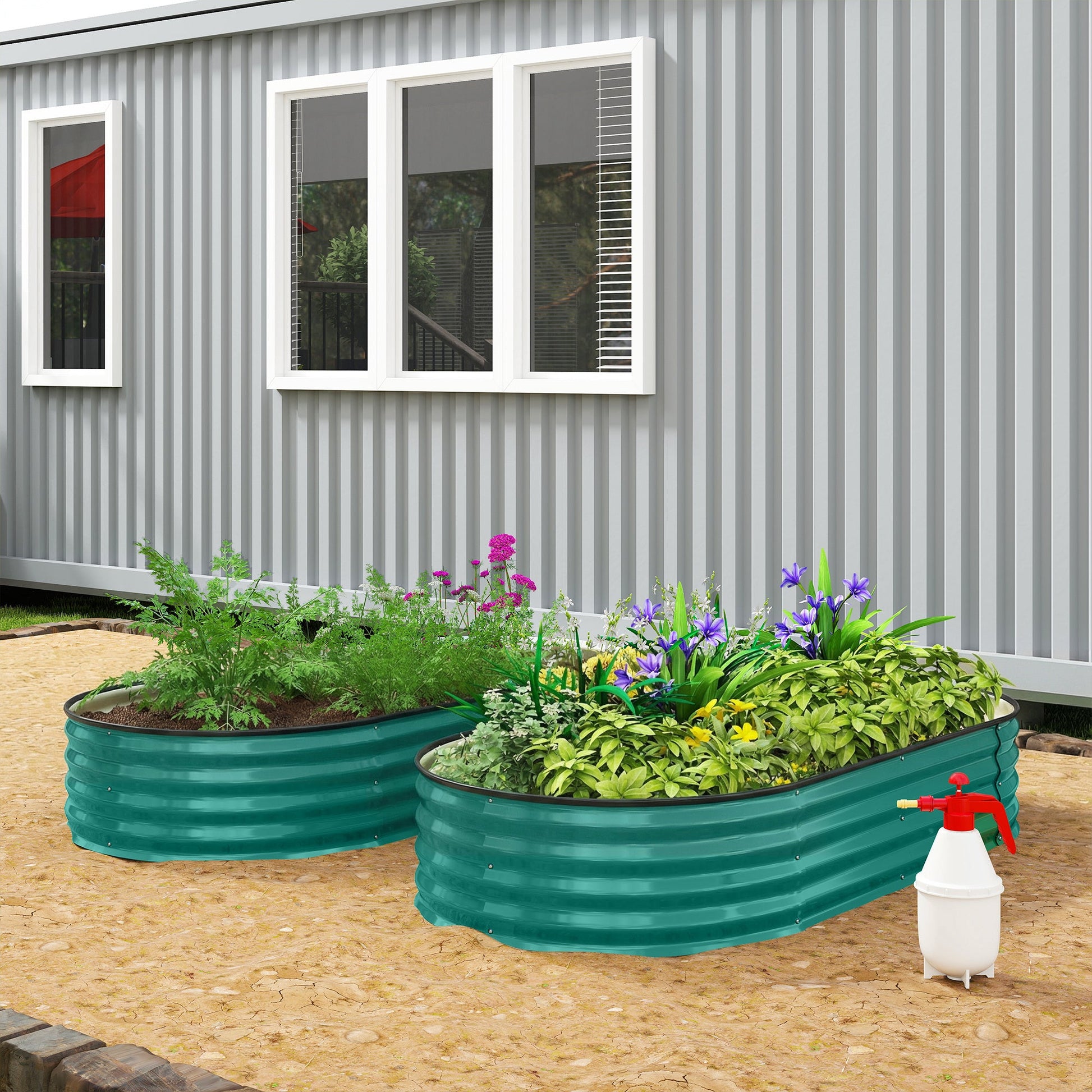 Galvanised Raised Beds for Garden, Metal Elevated Planter Box with Safety Edging, Easy DIY for Growing Flowers, Herbs, Succulents, 180 x 90 x 30cm, Light Green