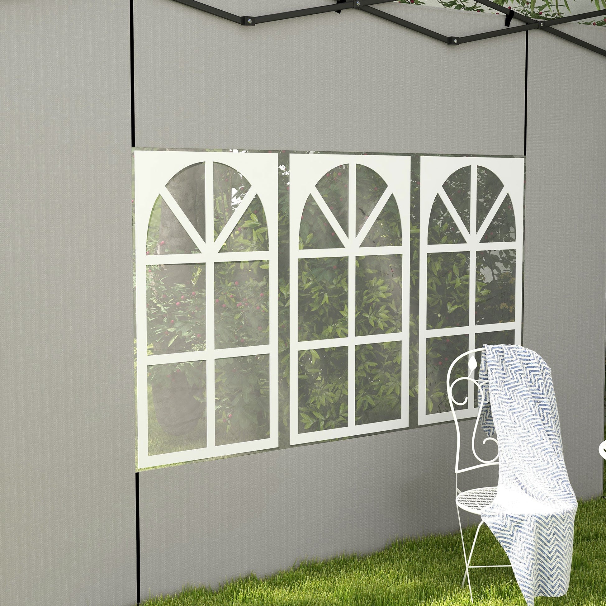 Gazebo Side Panels with Window for 3x3(m) or 3x6m Gazebo Canopy, 2 Pack Sides Replacement, White
