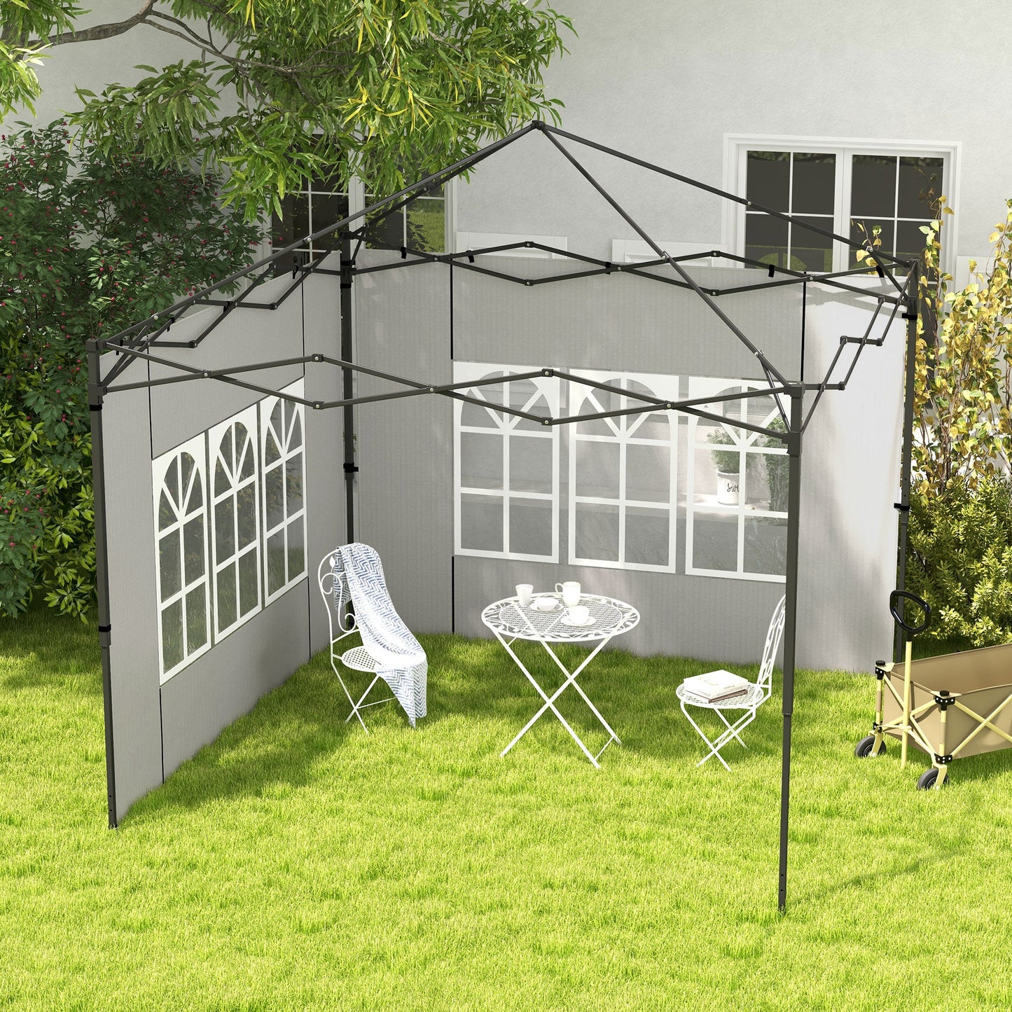 Gazebo Side Panels with Window for 3x3(m) or 3x6m Gazebo Canopy, 2 Pack Sides Replacement, White