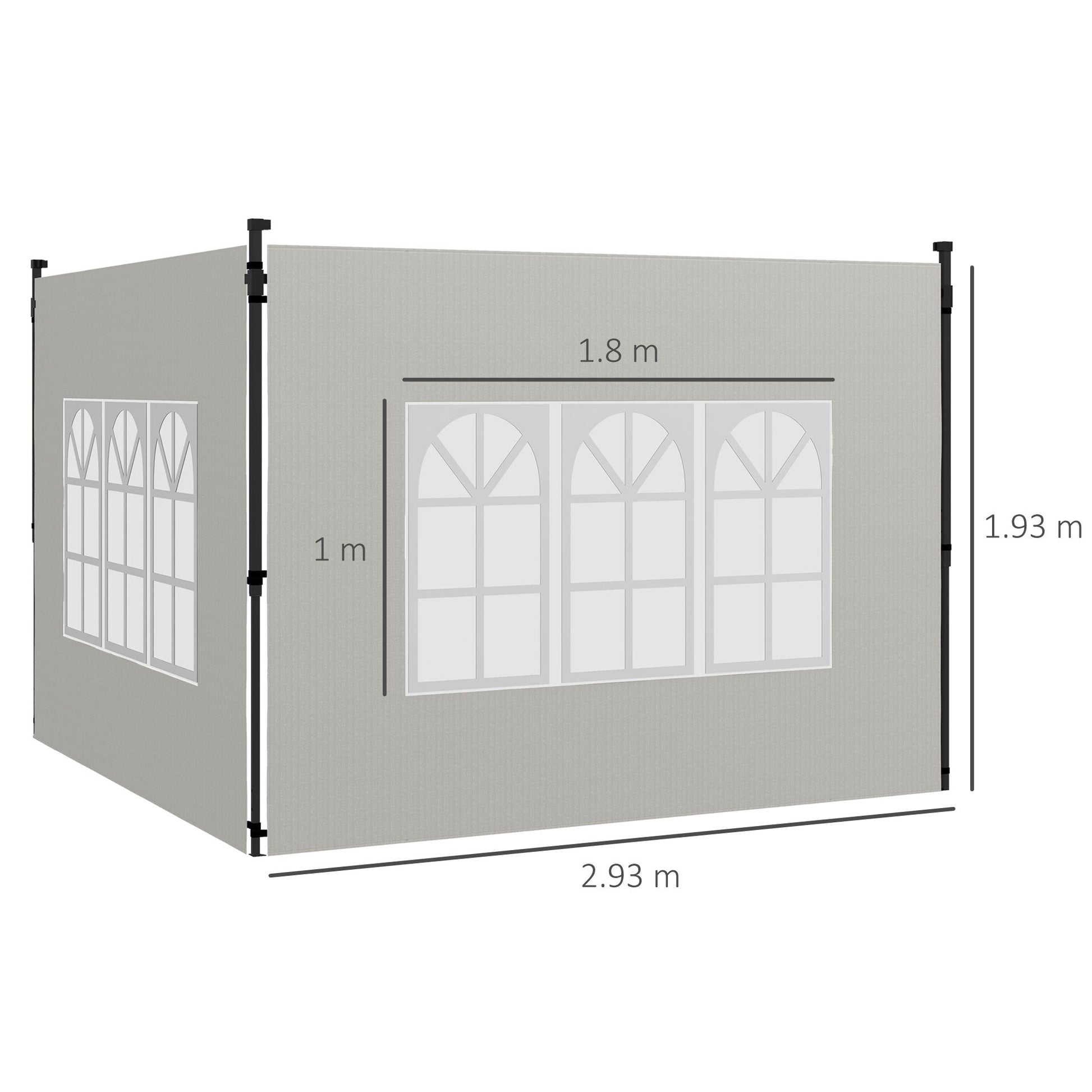 Gazebo Side Panels with Window for 3x3(m) or 3x6m Gazebo Canopy, 2 Pack Sides Replacement, White