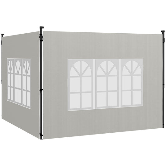 Gazebo Side Panels with Window for 3x3(m) or 3x6m Gazebo Canopy, 2 Pack Sides Replacement, White