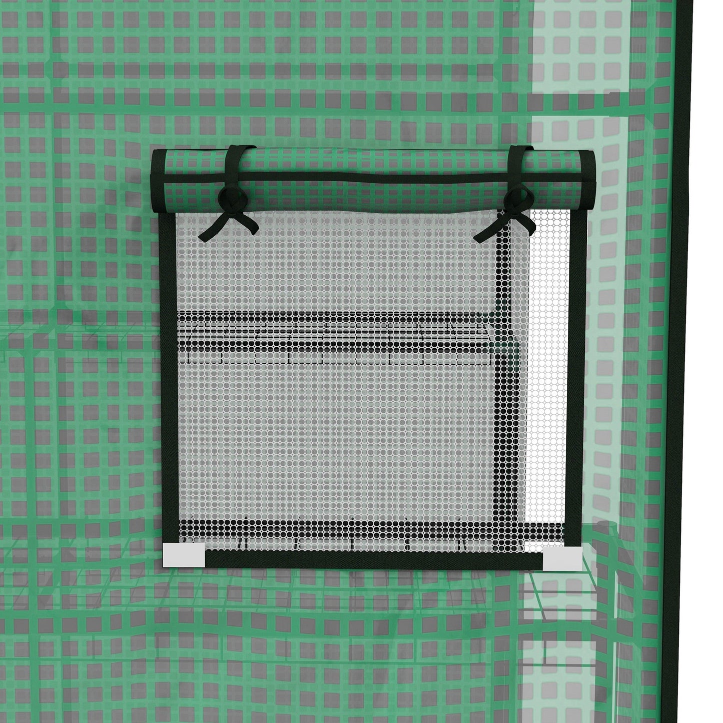 Walk-in Greenhouse Cover Replacement with Roll-up Door and Mesh Windows, Reinforced PE Hot House Cover, COVER ONLY, 140 x 143 x 190cm, Green