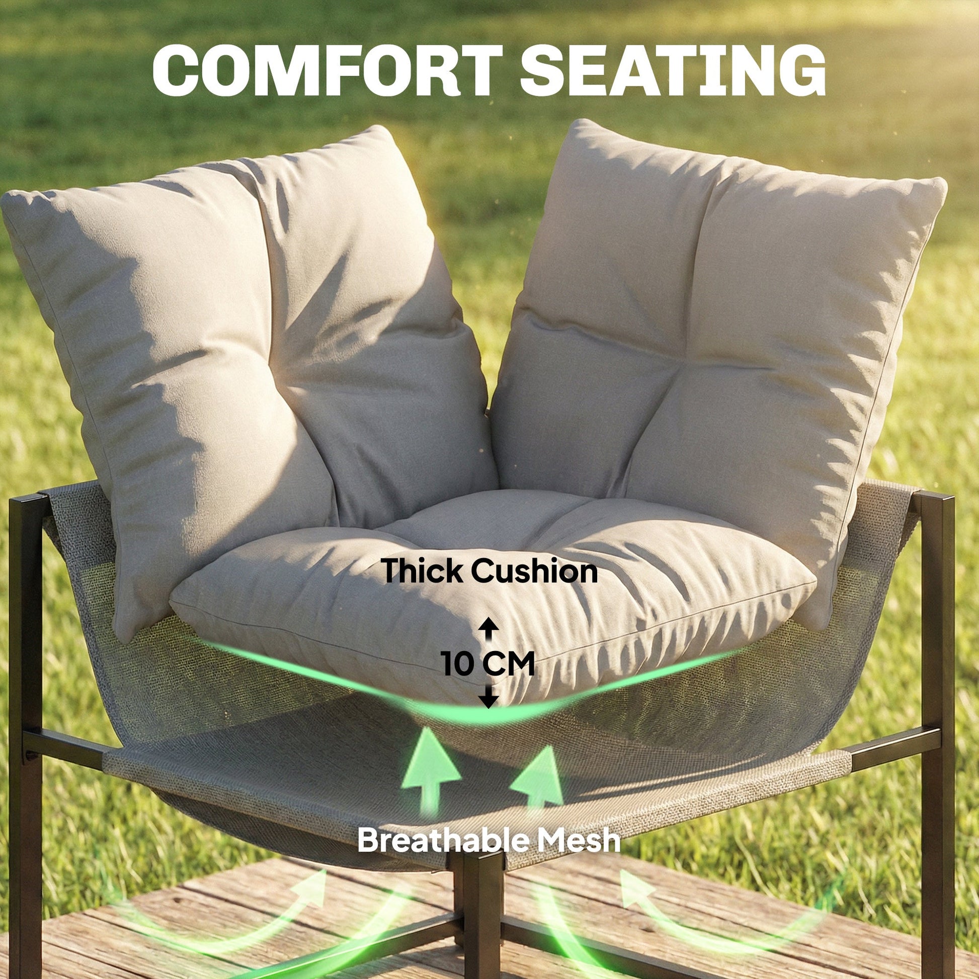 4 Piece Garden Furniture Set, Garden Table and Chairs with Thick Cushions, Patio Conversation Set with Coffee Table for Porch, Balcony, Deck, Grey