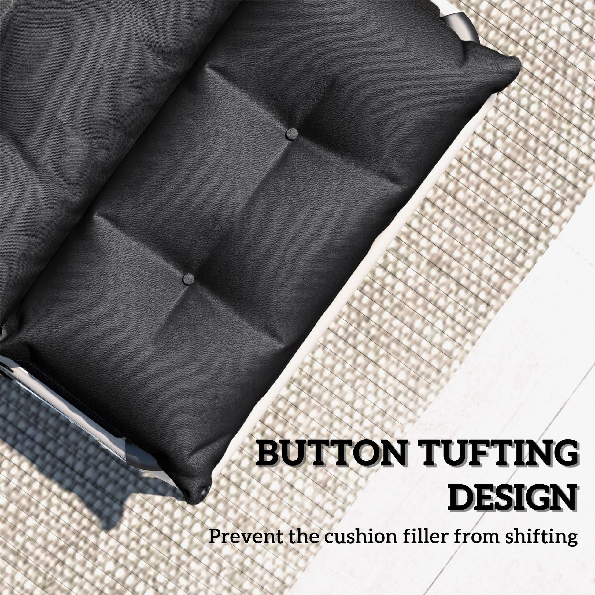 Sun Lounger Cushions Only, 190x56x10cm Garden Lounge Chair Cushions Set of 2, UPF20+ 220gsm Fabric, Thick Sunbed Replacement Pads with 6 Ties, Black