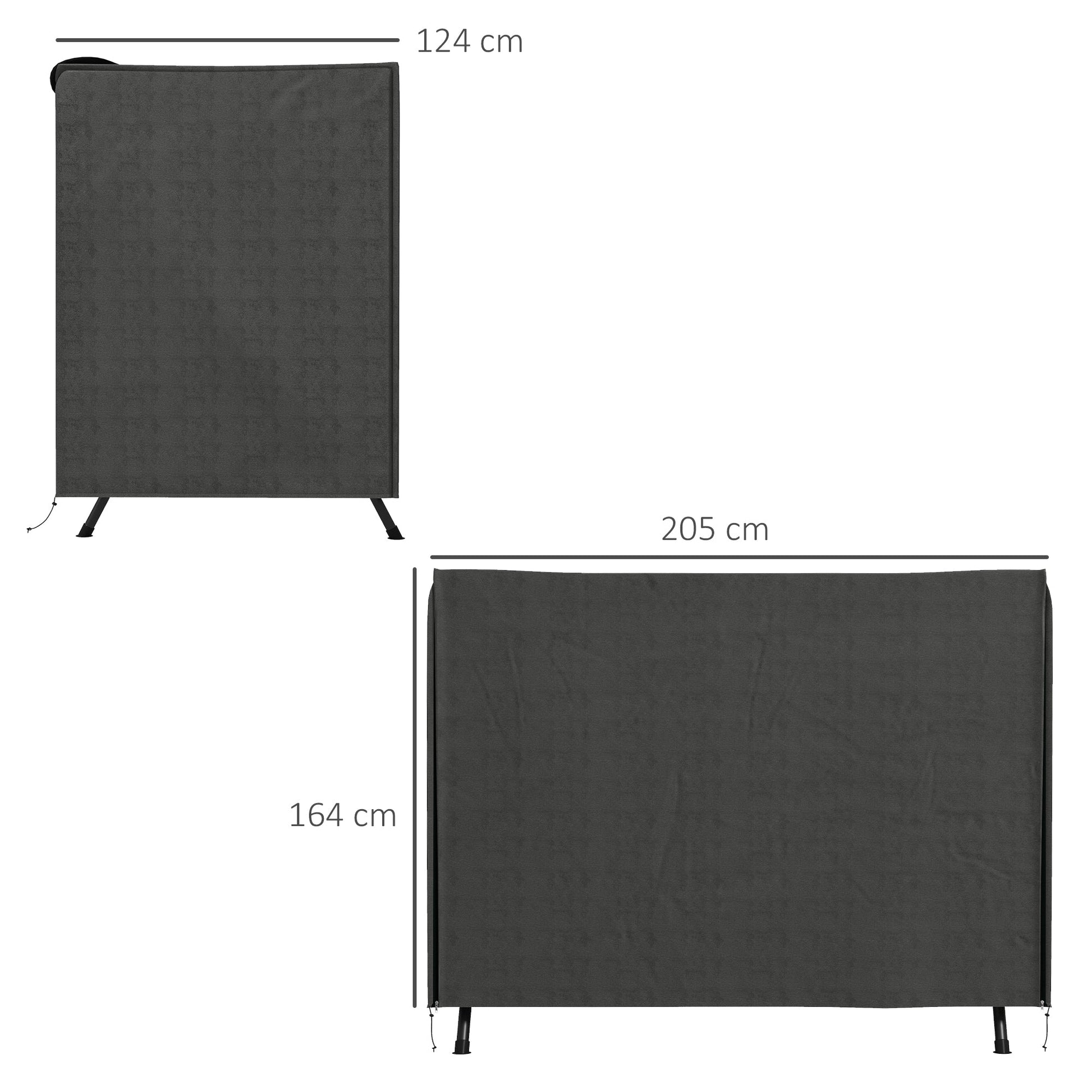 3 Seater 600D Oxford Patio Swing Chair Cover Outdoor Garden Furniture Rain Protection Protector Waterproof Anti-UV, 205 x 124 x 164cm, Dark Grey