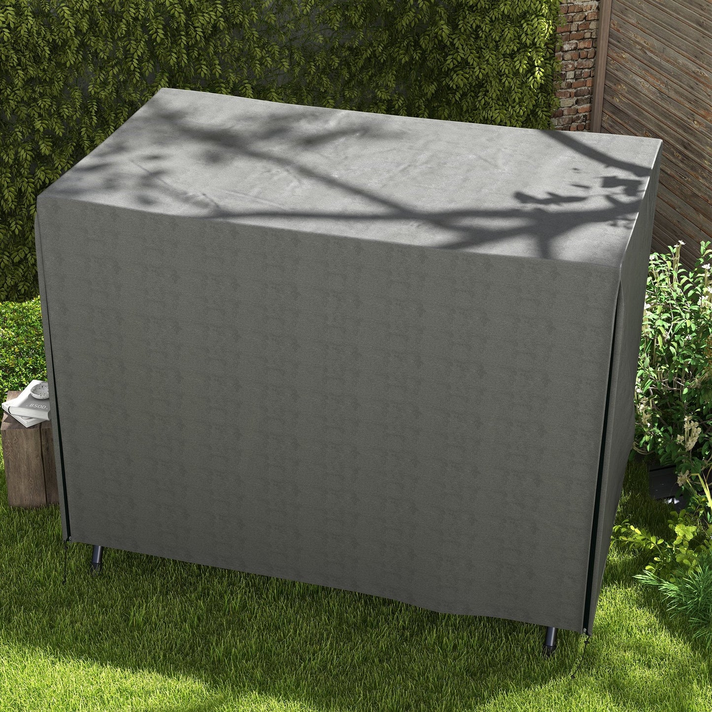3 Seater 600D Oxford Patio Swing Chair Cover Outdoor Garden Furniture Rain Protection Protector Waterproof Anti-UV, 205 x 124 x 164cm, Dark Grey