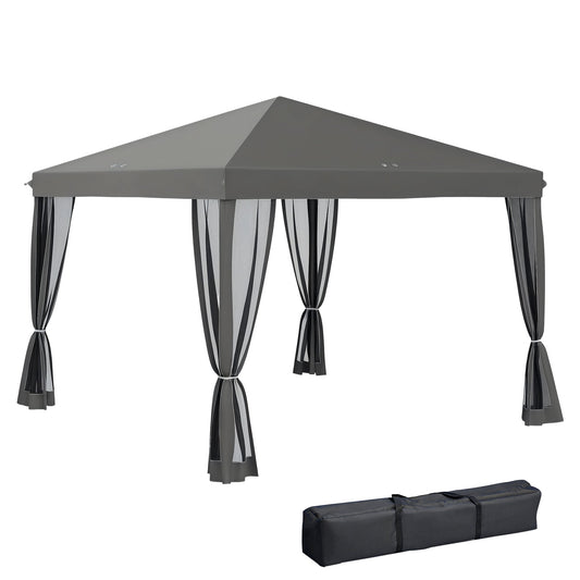 3 x 3 m Pop Up Gazebo, 420D Garden Tent Canopy with Removable Mesh Sidewall Netting, Carry Bag for Garden Patio Outdoor, Light Grey