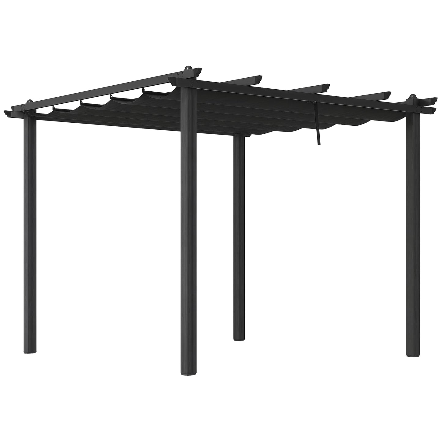 3 x 3(m) Pergola with Retractable Roof, Aluminium Frame Garden Gazebo Canopy Outdoor Sun Shade Shelter for Grill, Patio, Deck, Dark Grey