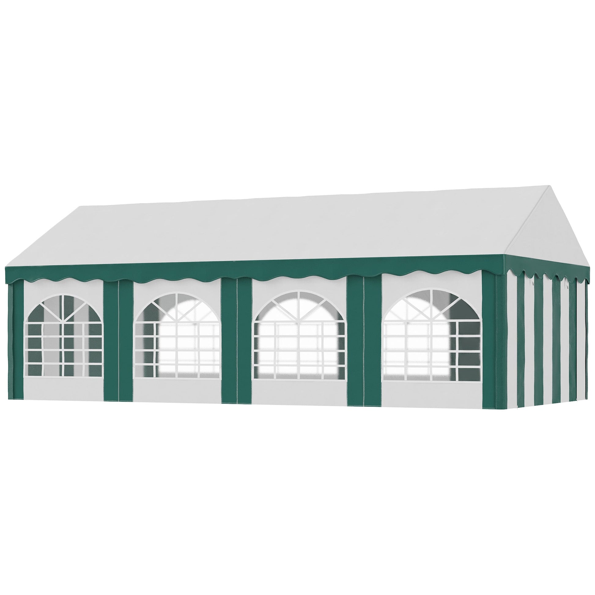 8 x 4m Garden Gazebo with Sides, Galvanised Marquee Party Tent with Eight Windows and Double Doors, for Parties, Wedding and Events